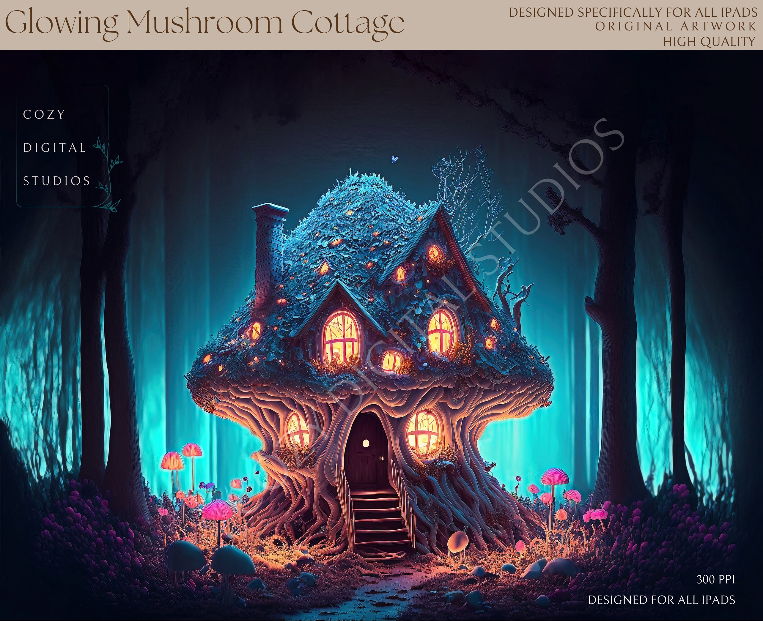 IPad Wallpaper, Glowing Mushroom