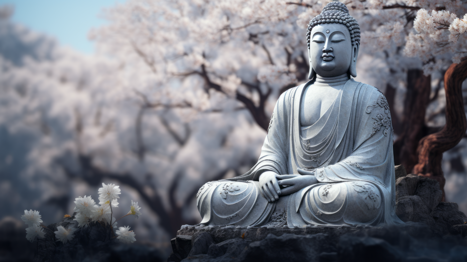 Serene Buddha Statue HD Wallpaper
