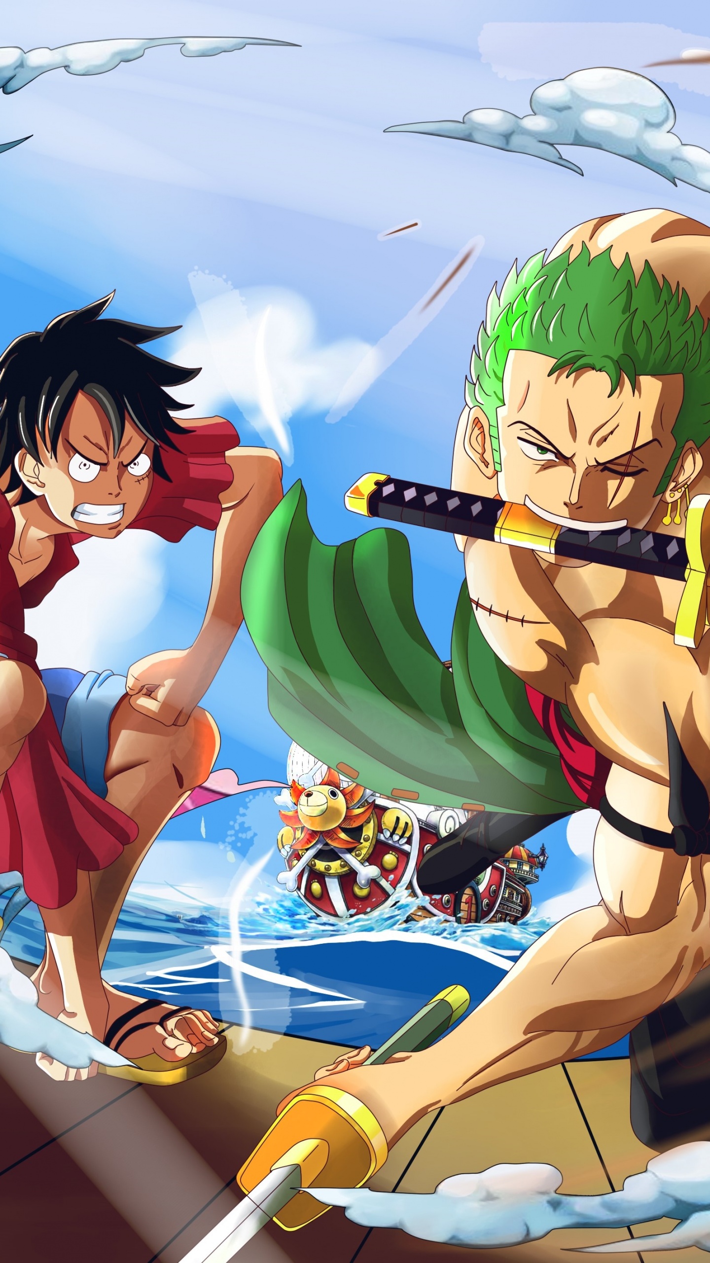 Monkey D. Luffy Wallpaper 4K, Roronoa Zoro, One Piece
