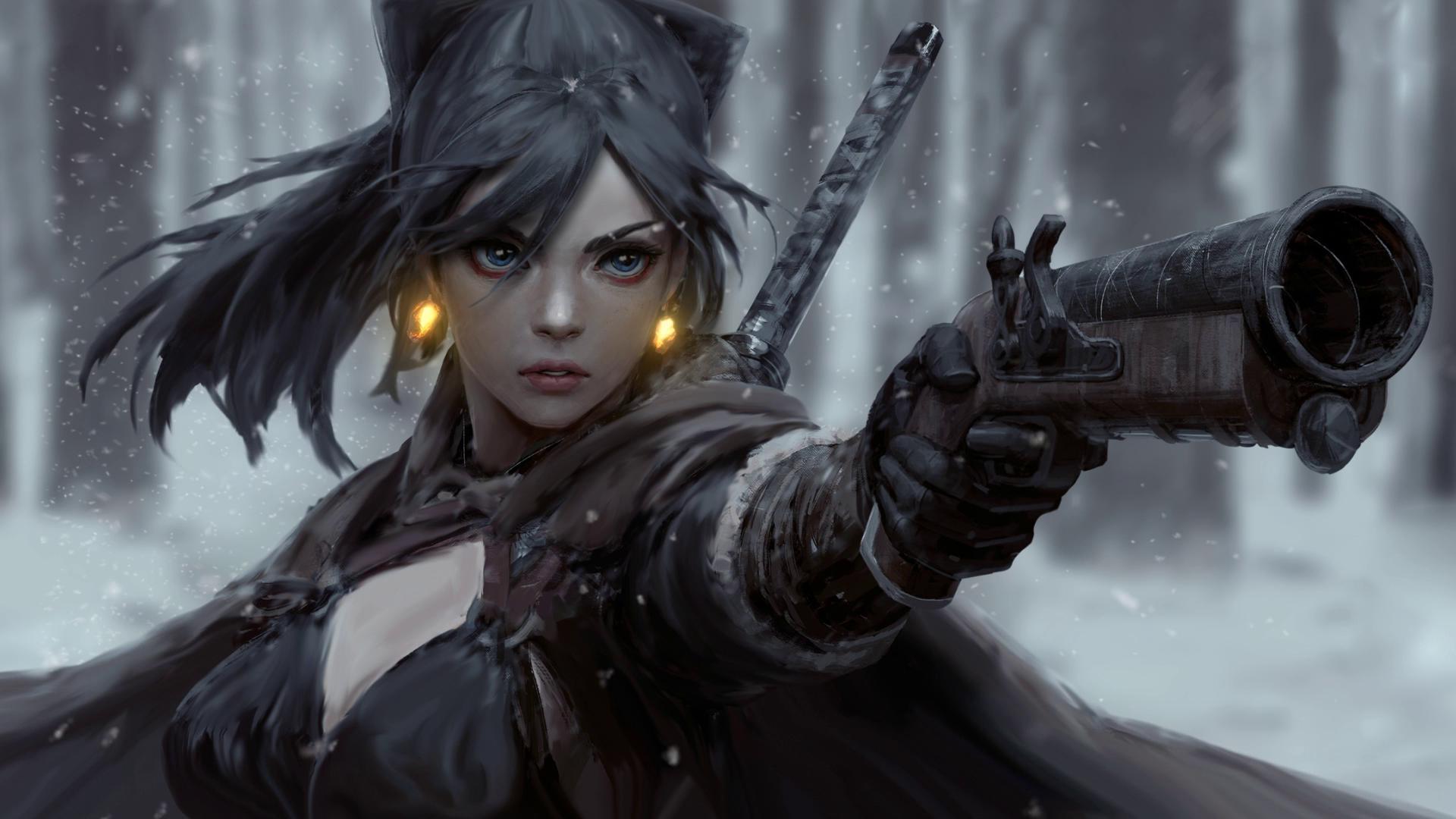 Snowy Samurai Girl Live Wallpaper
