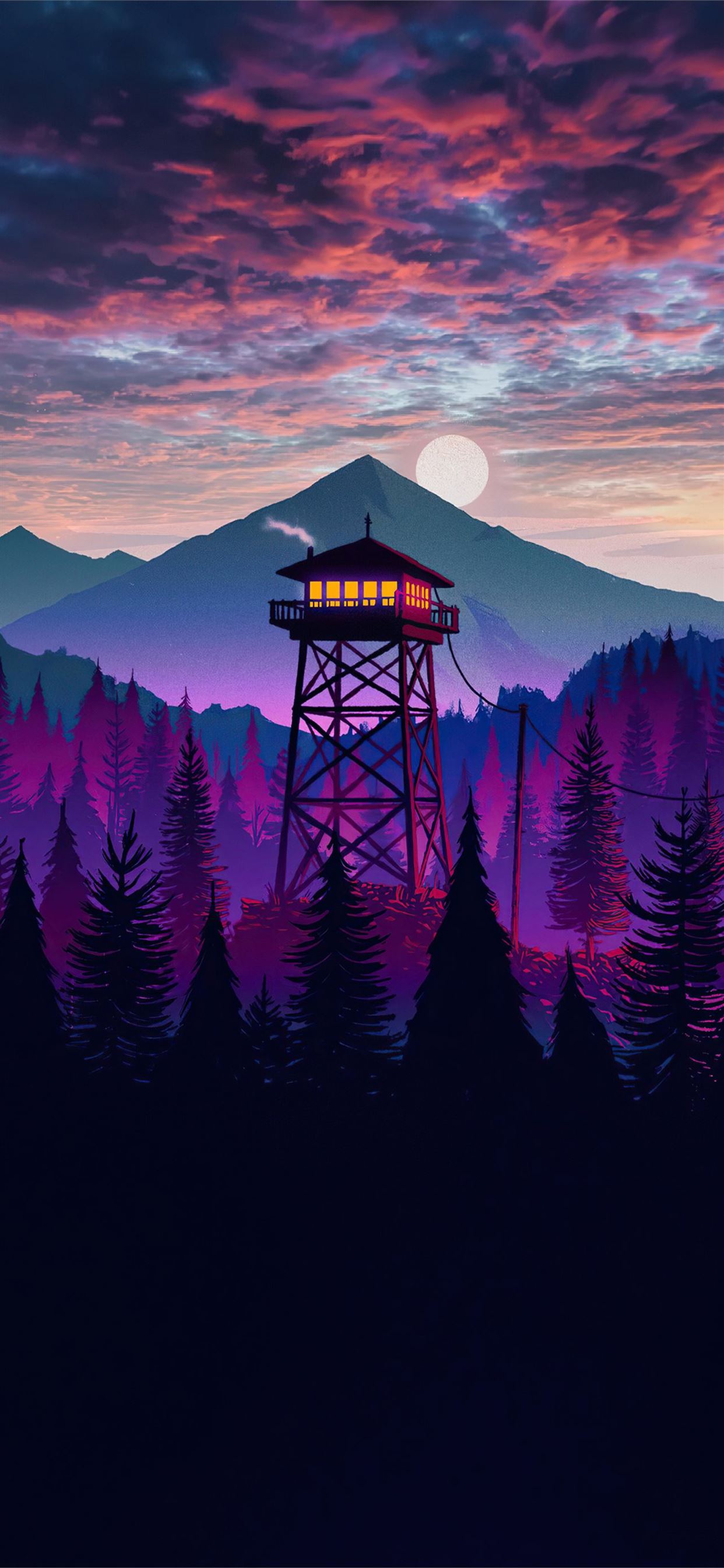 firewatch landscape purple sky iPhone