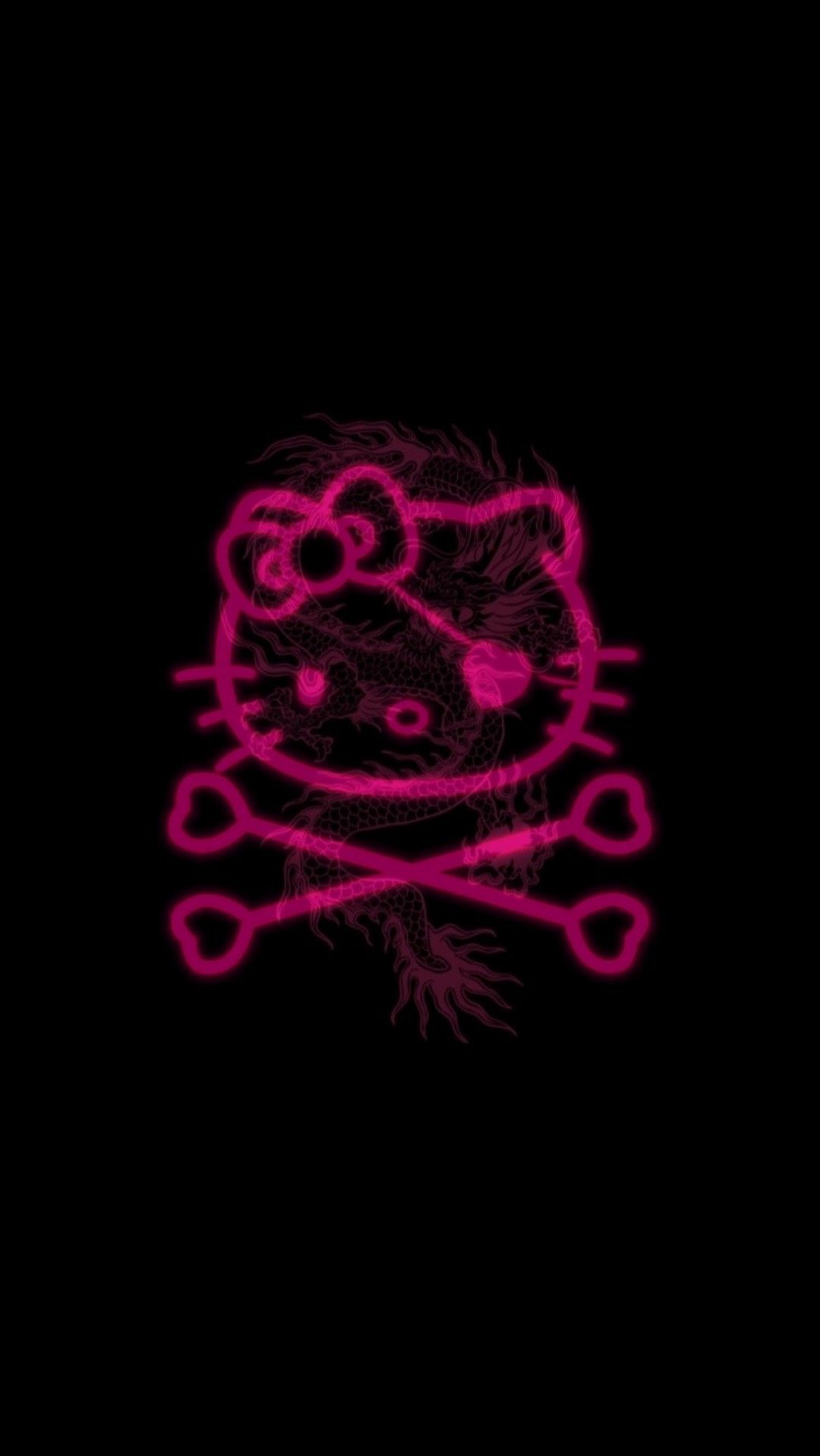 hello kitty with pink dragon background