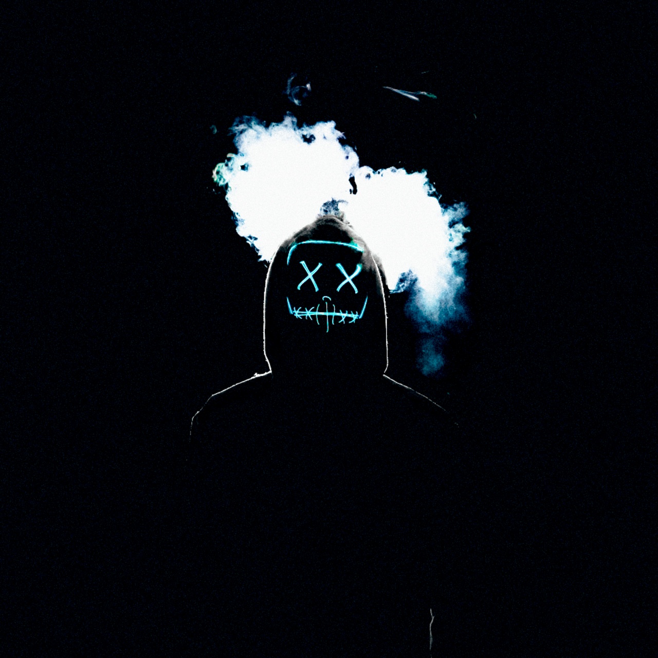 Man with LED Mask and Smoke Wallpaper in 4K