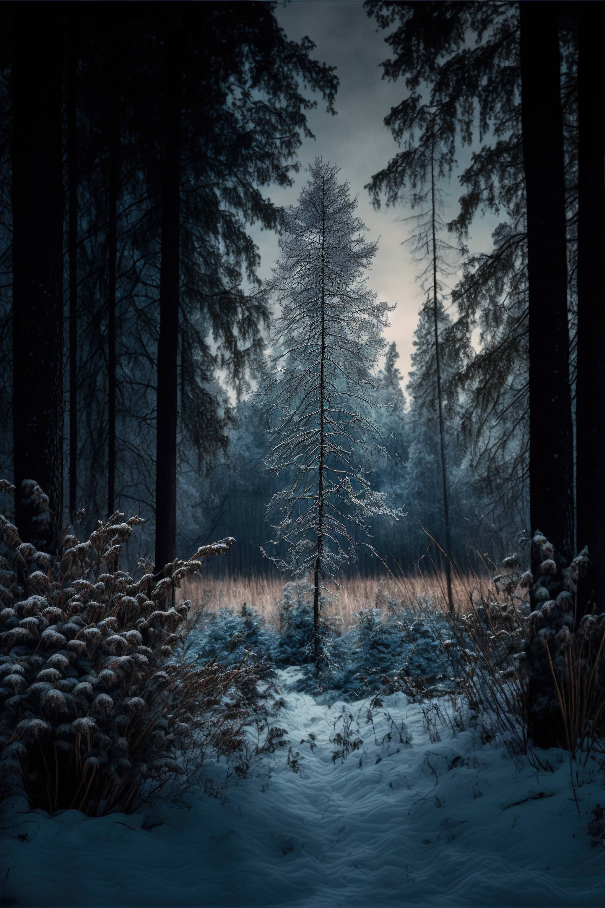 Free AI art image of wintry woods