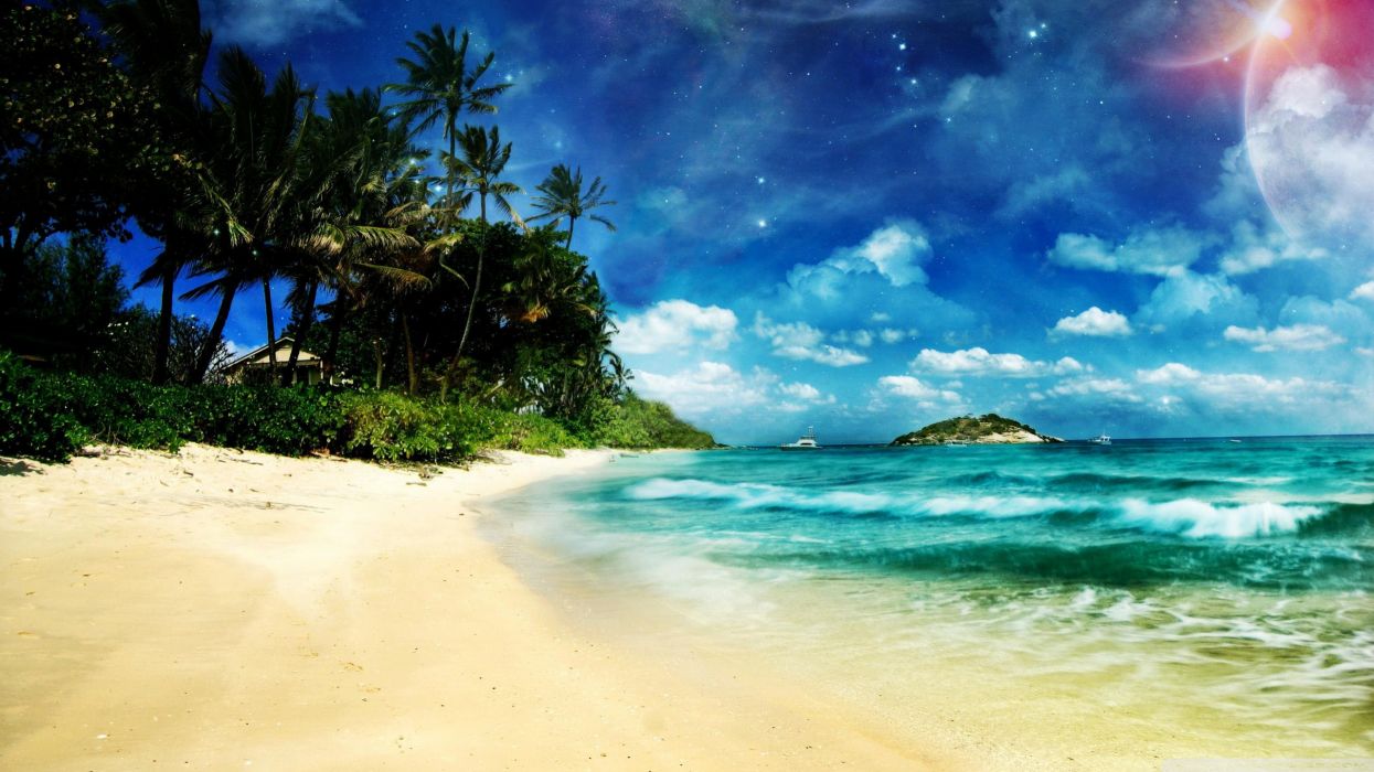 Landscapes beach digital art wallpaper