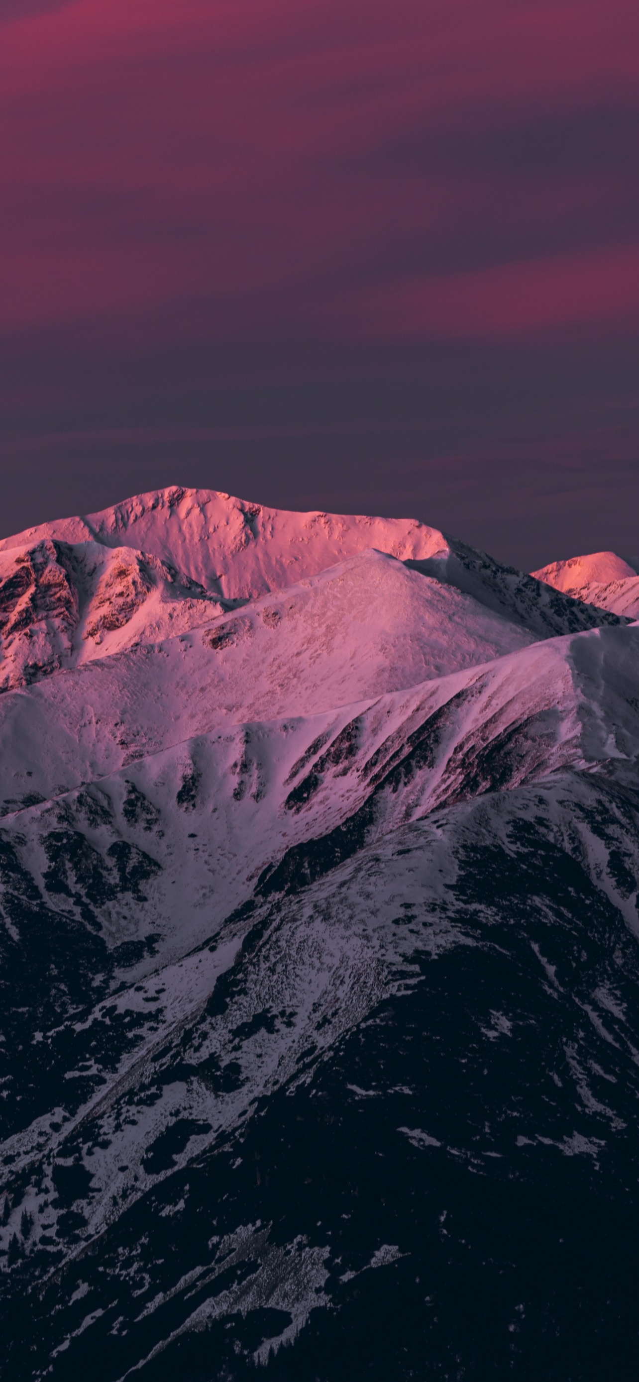 Mountains Wallpaper 4K, Pink sky