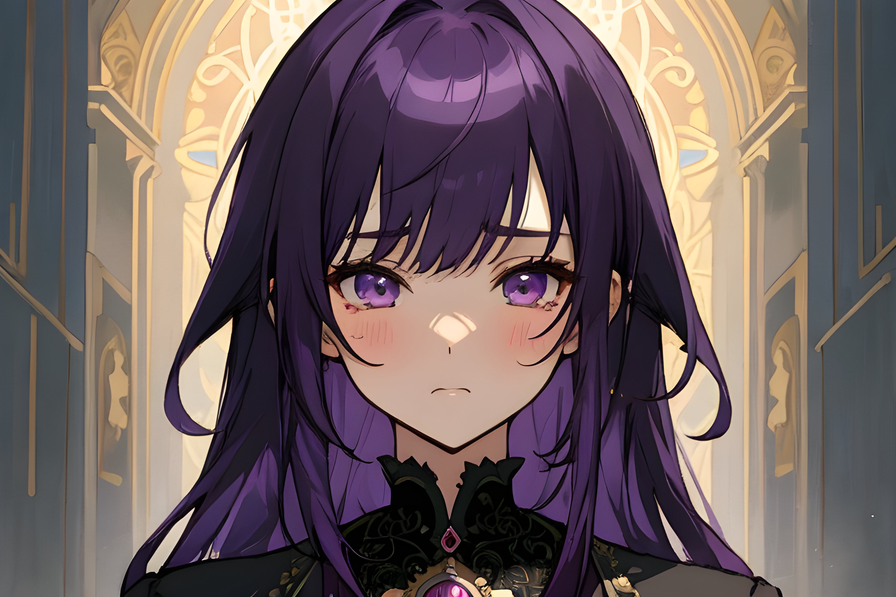 AI Art, Digital Drawing, Lady, Purple Hair