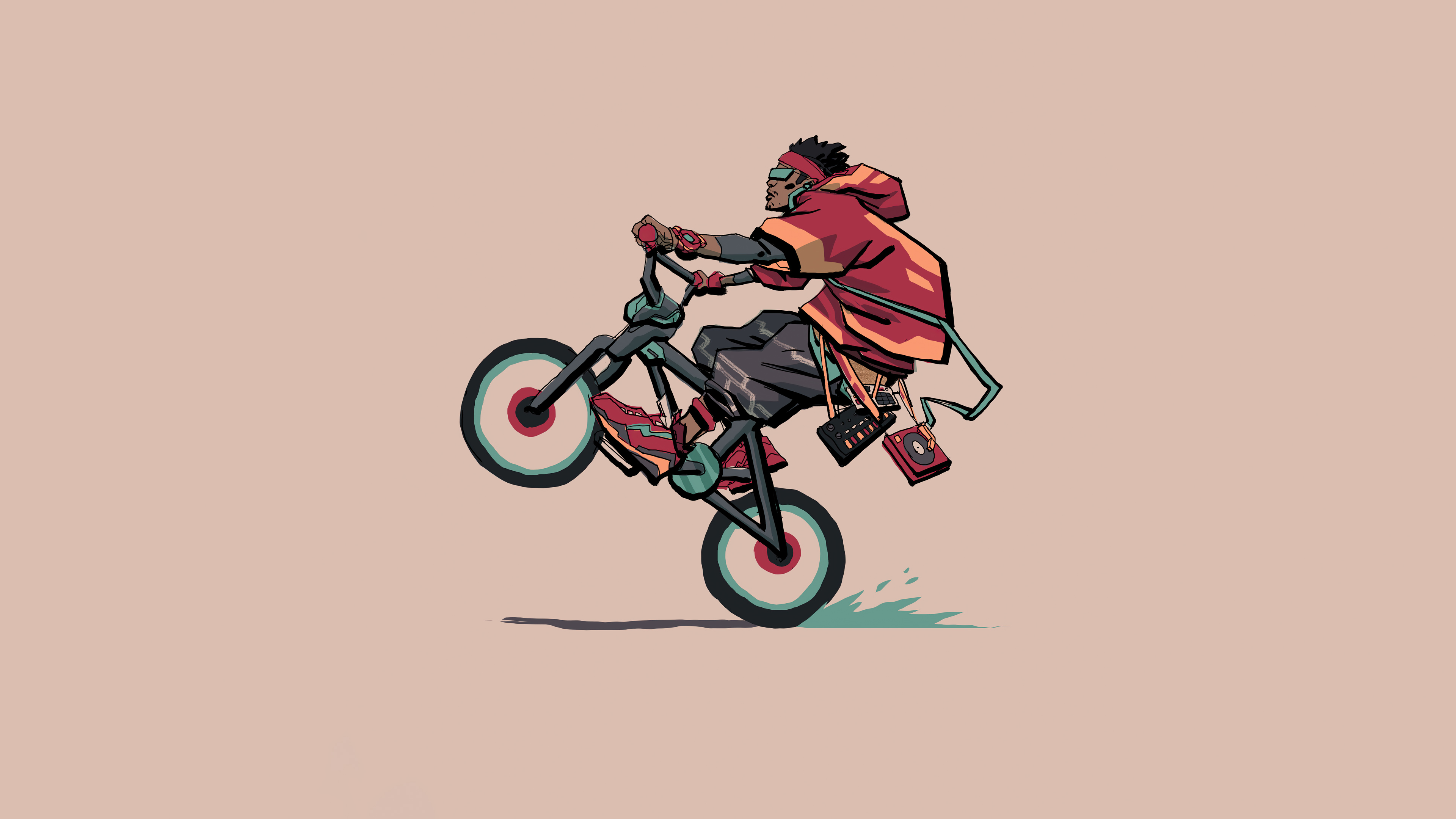 Cyclist Wheelie Minimal 4k Wallpaper, HD