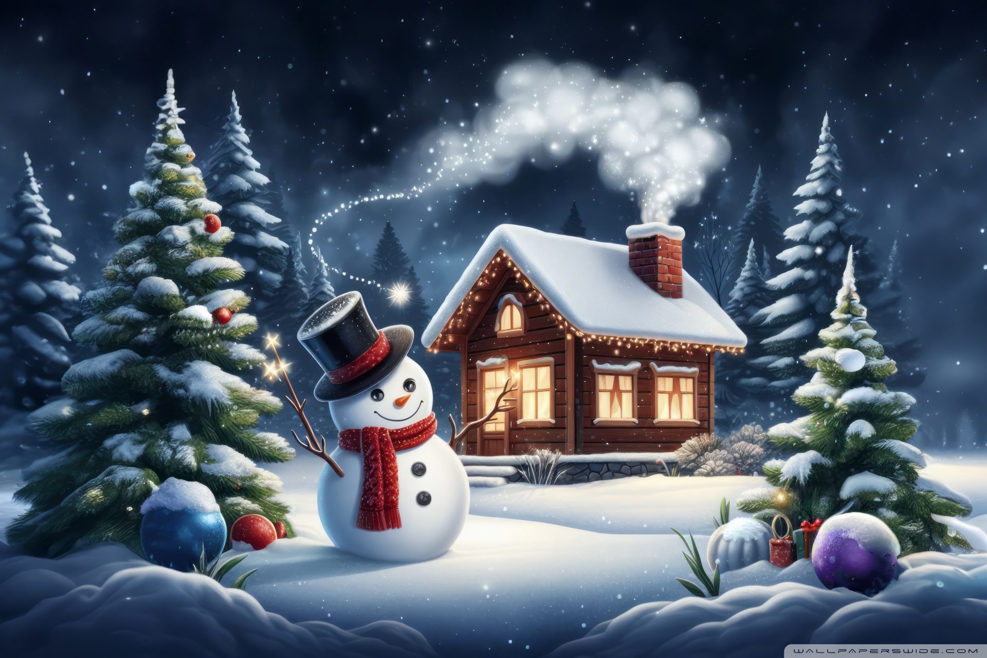 Happy Snowman, Christmas Eve, Winter