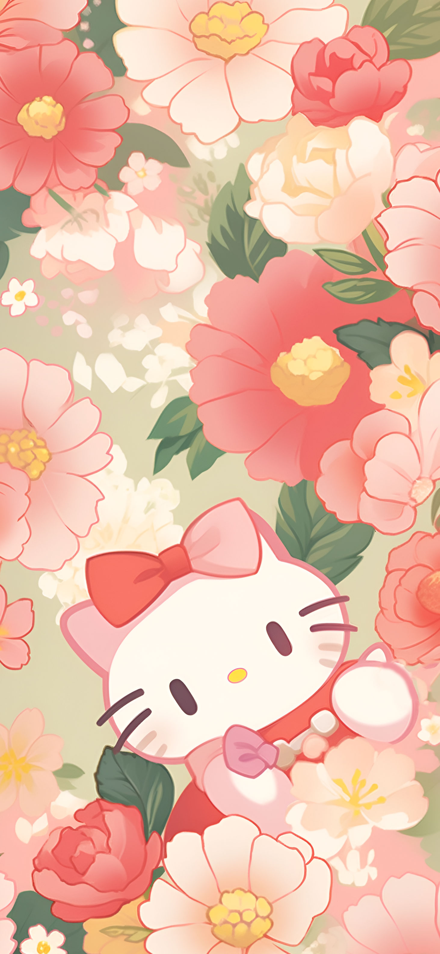 Among Flowers Beige Wallpaper