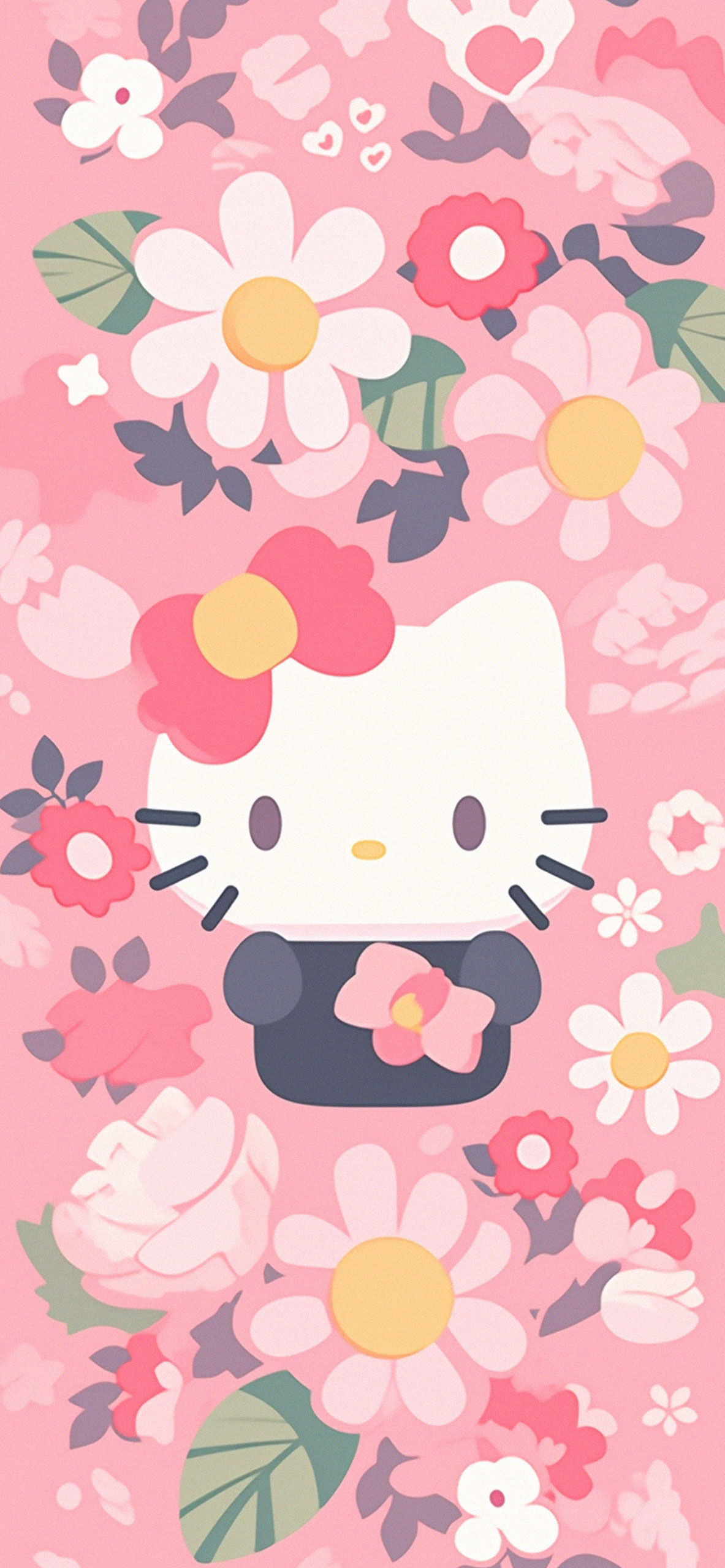 Hello Kitty Pink Flowers Pattern