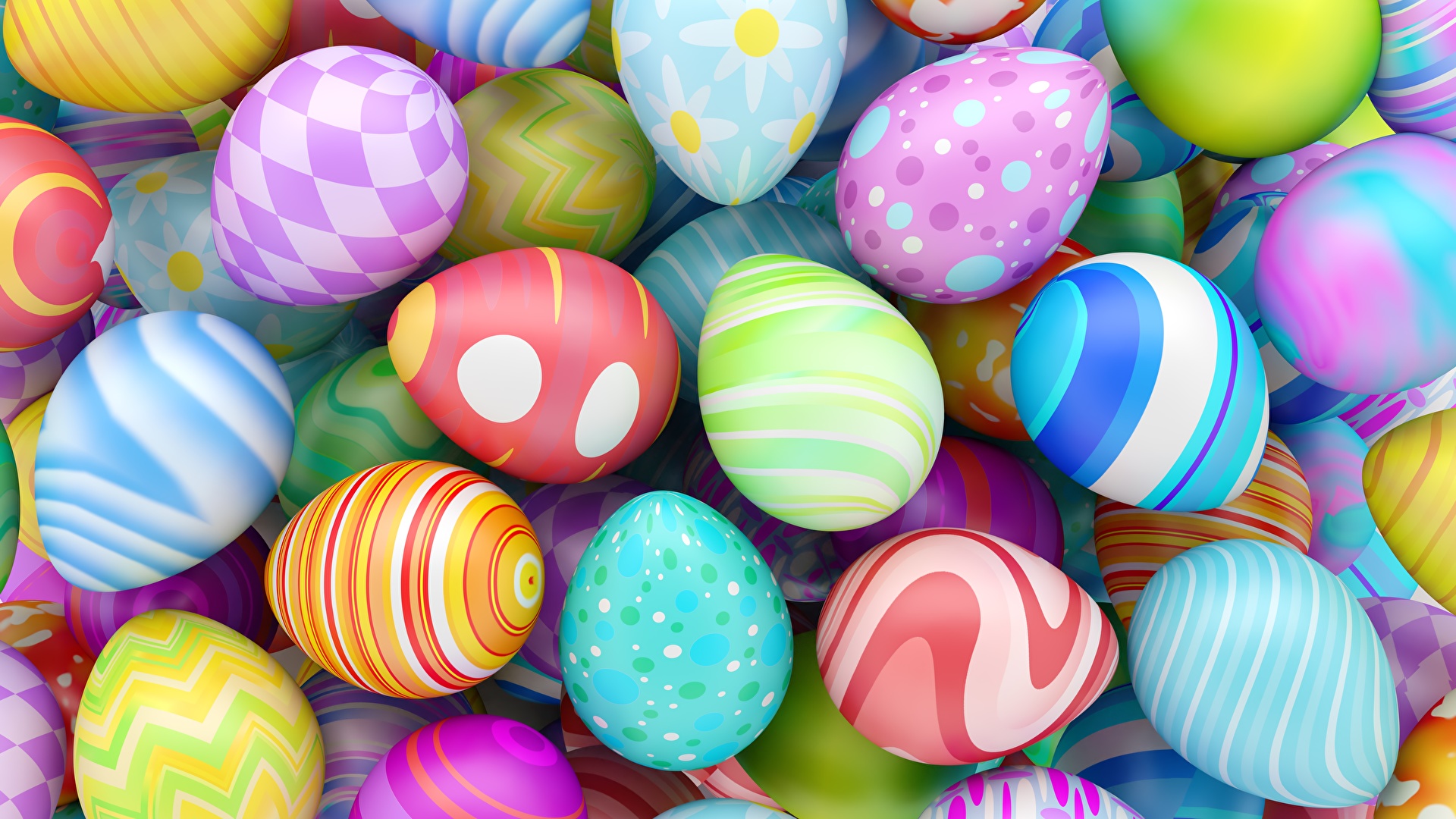 Easter Multicolor egg 3D Graphics 1920x1080