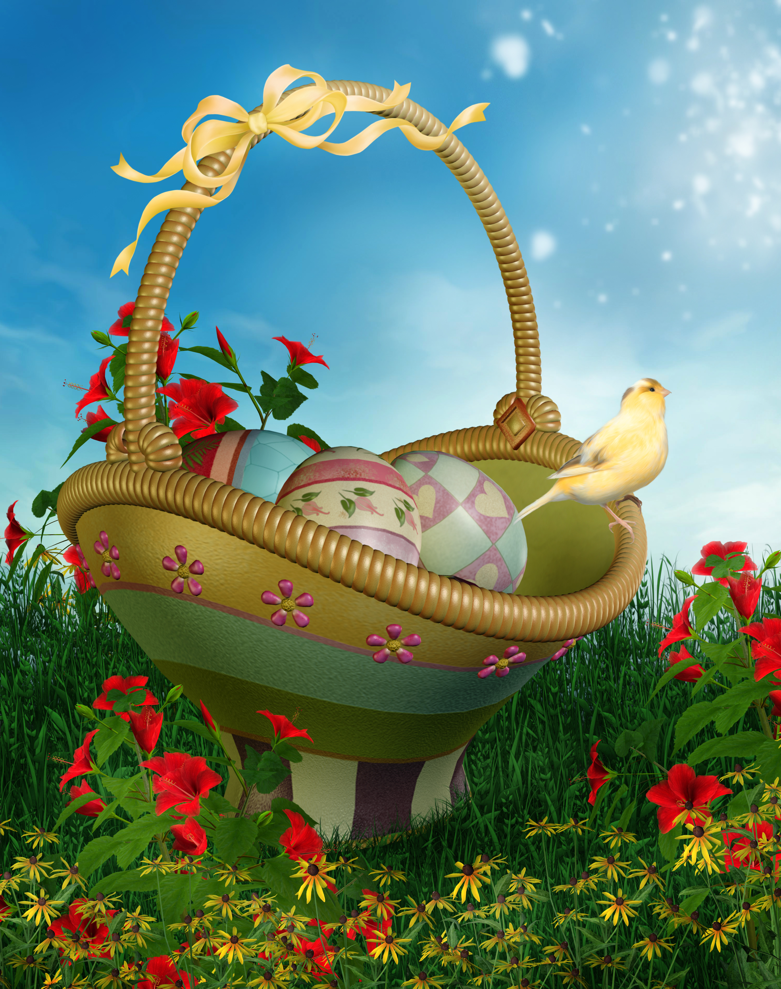 Desktop Wallpaper Easter Birds Eggs 3D