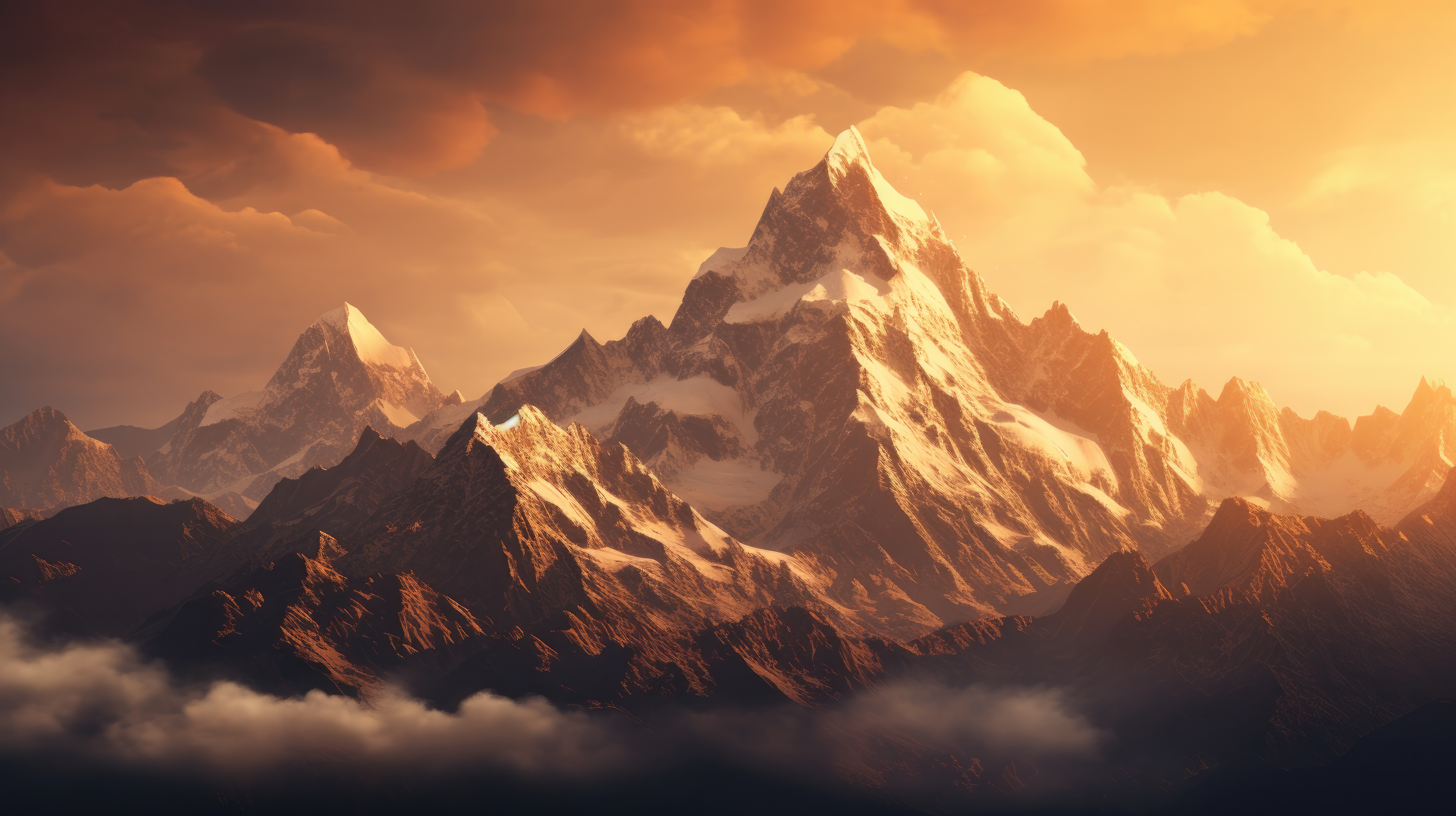 Mountain Peaks in Golden Hour Free