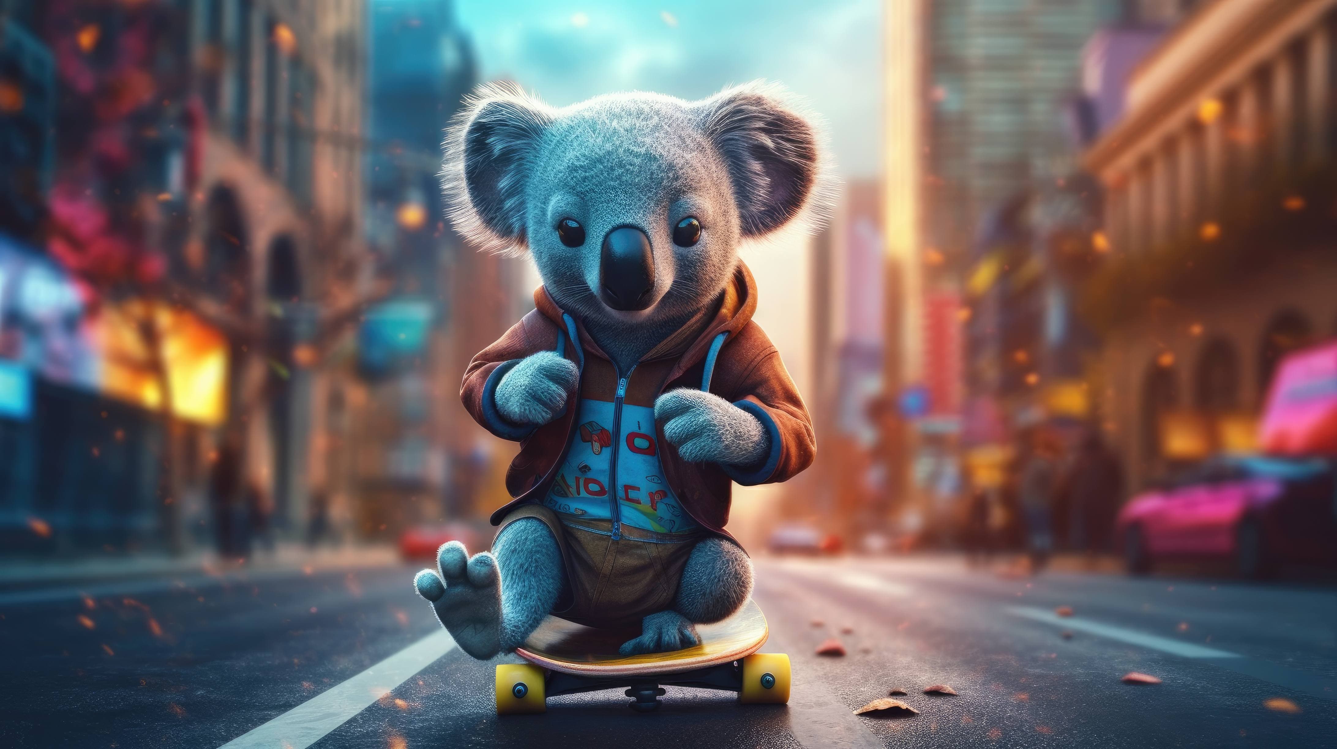 A 4K ultra HD wallpaper of a cool koala