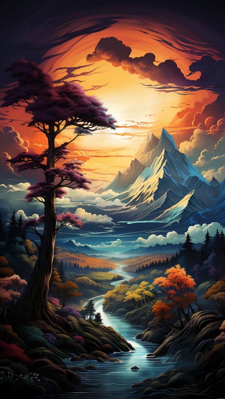 River Mountains Landscape View iPhone