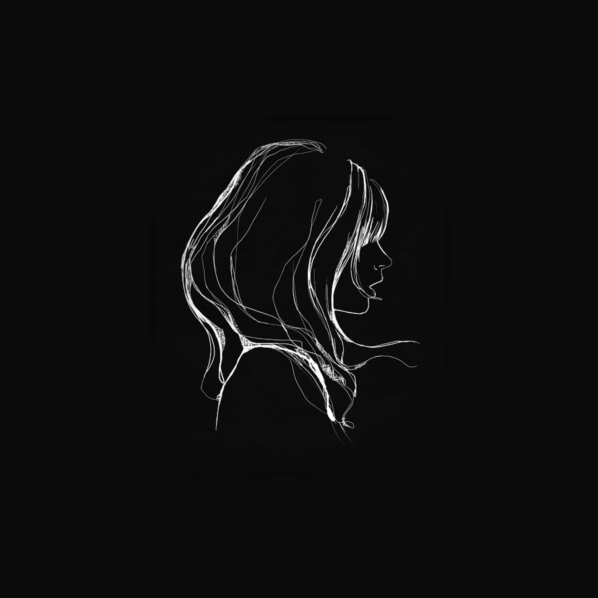 Download Dark Girl White Outline Wallpaper