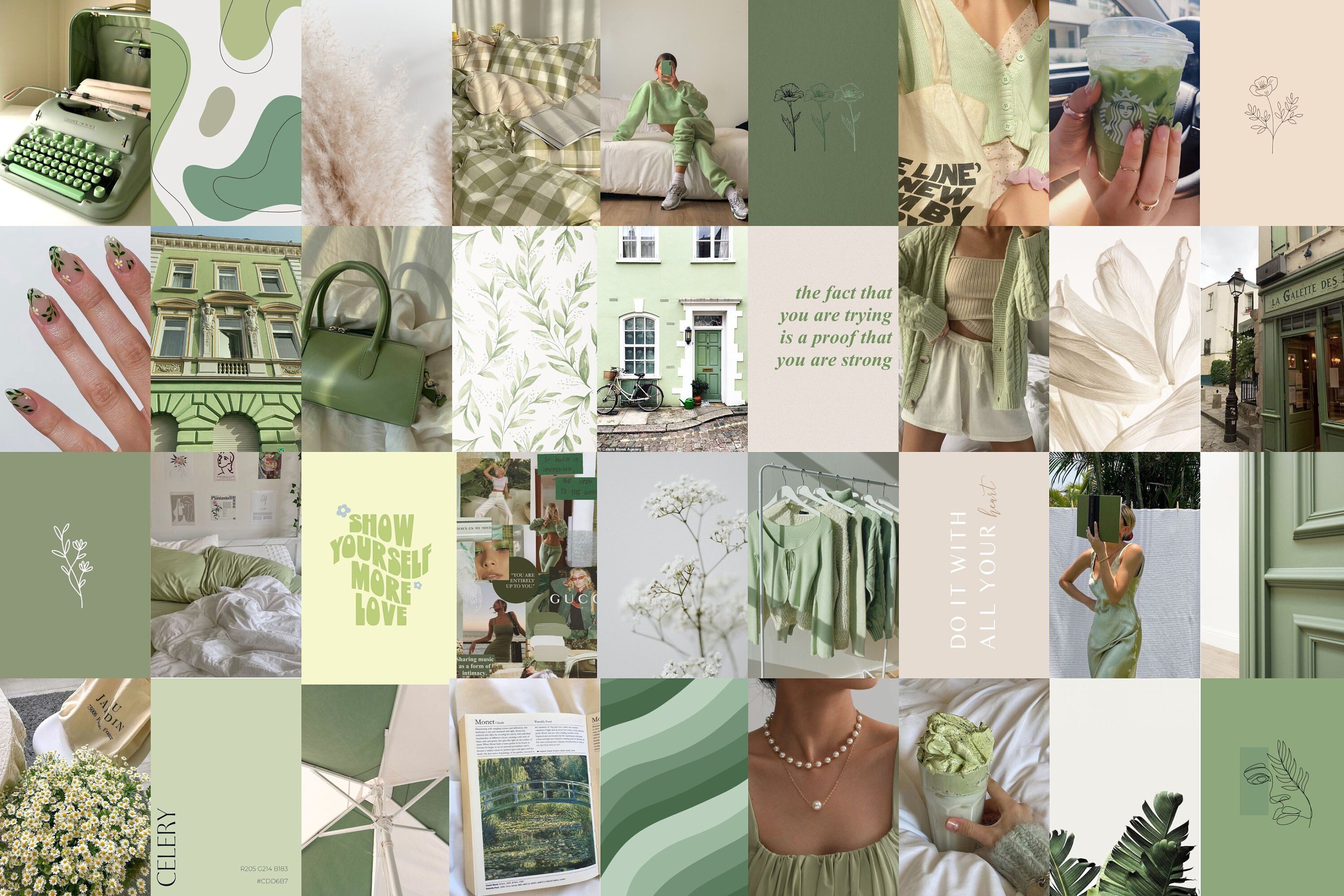 Sage Green Aesthetic Collage Wallpapers - Wallpaper Cave