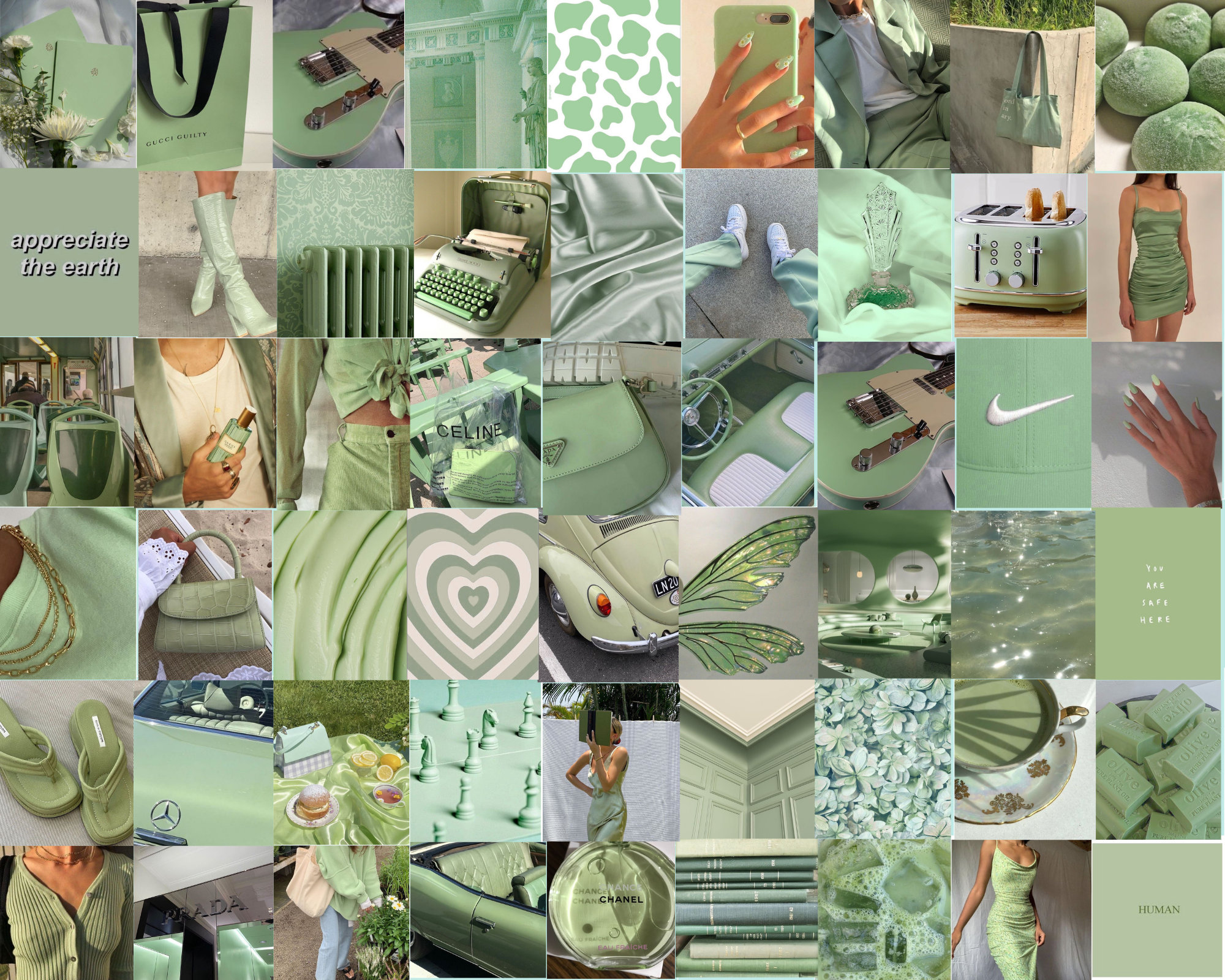 Sage Green Aesthetic Wall Collage Kit