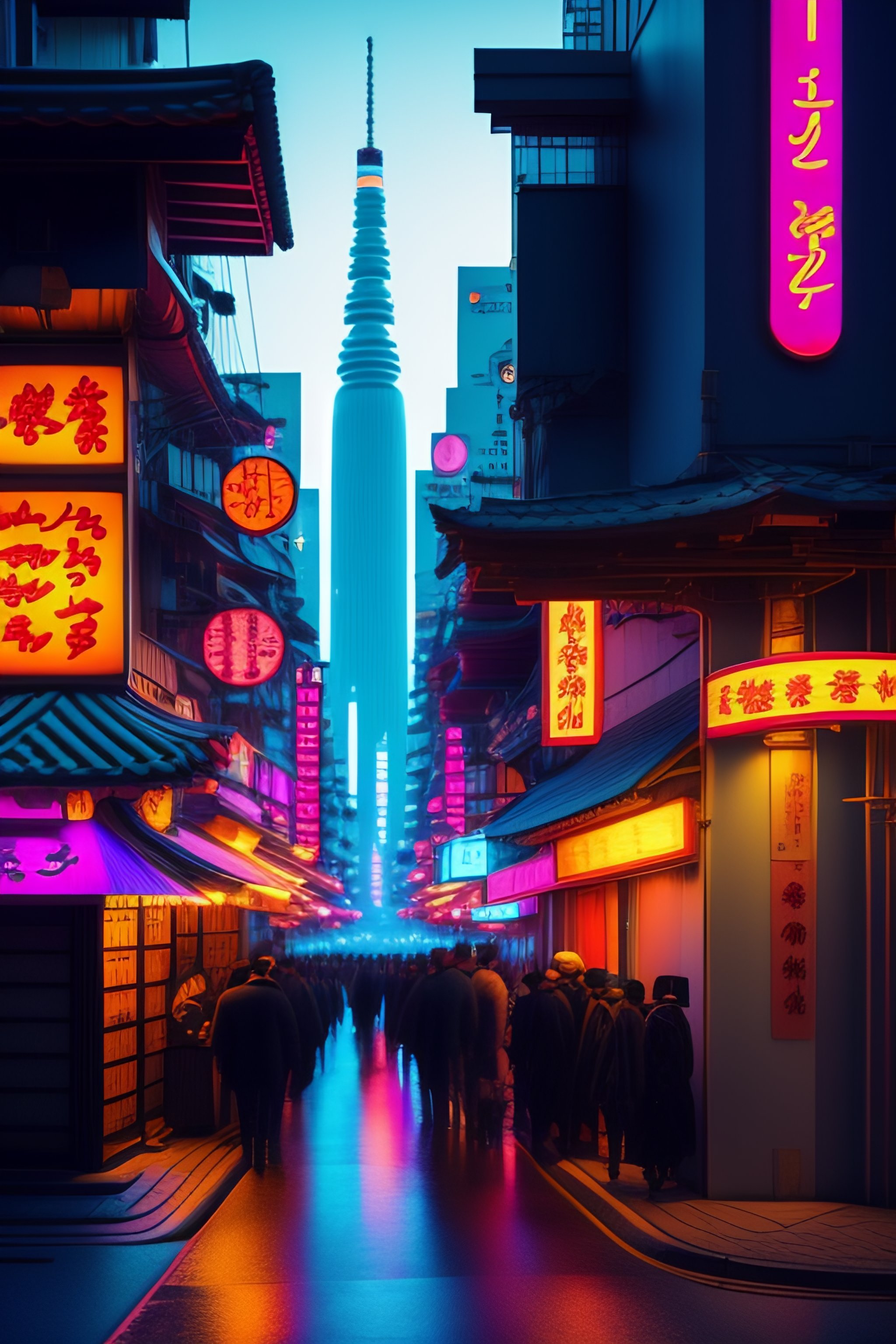 Neon city, high resolution