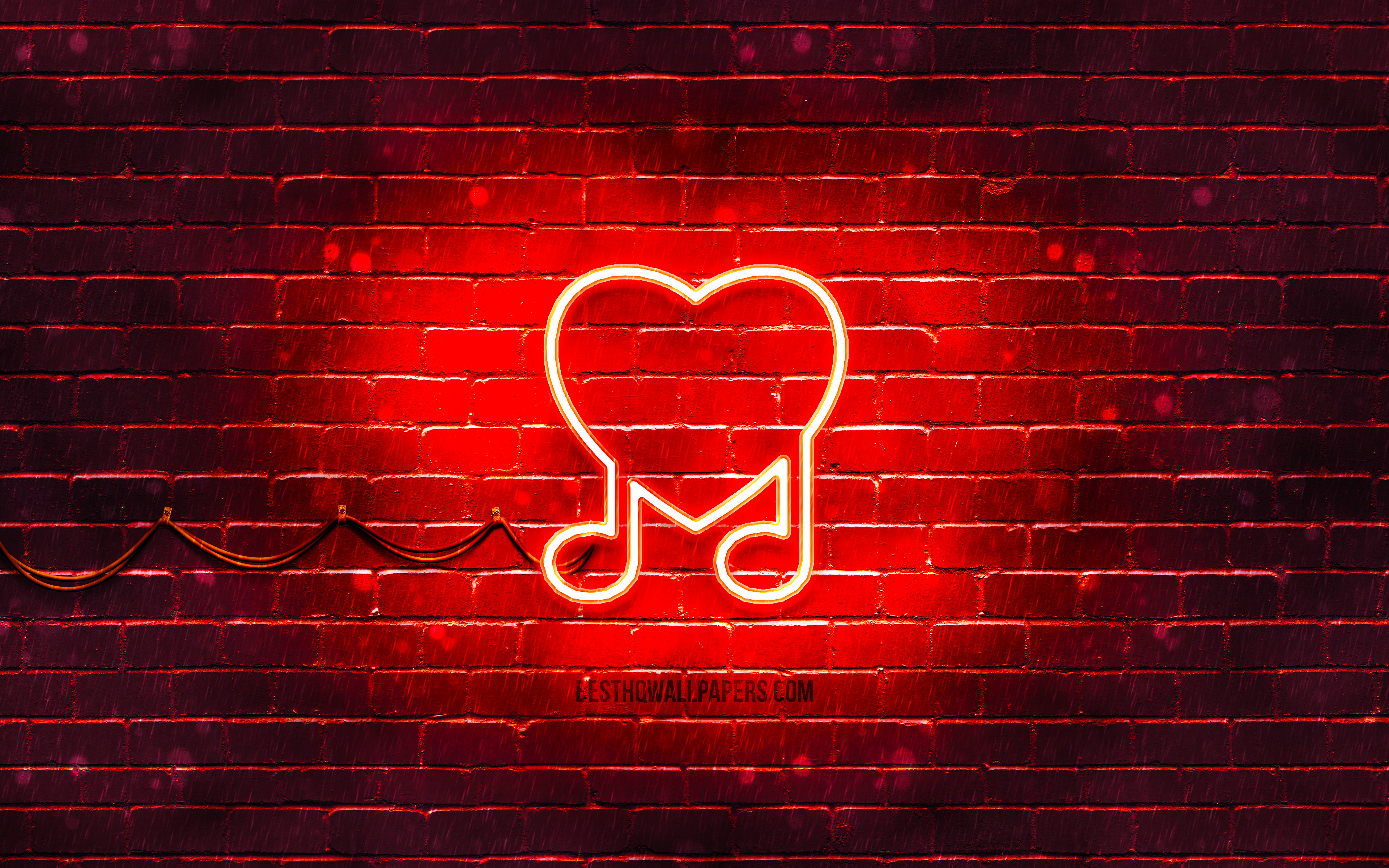 wallpaper Love Music neon icon, 4k
