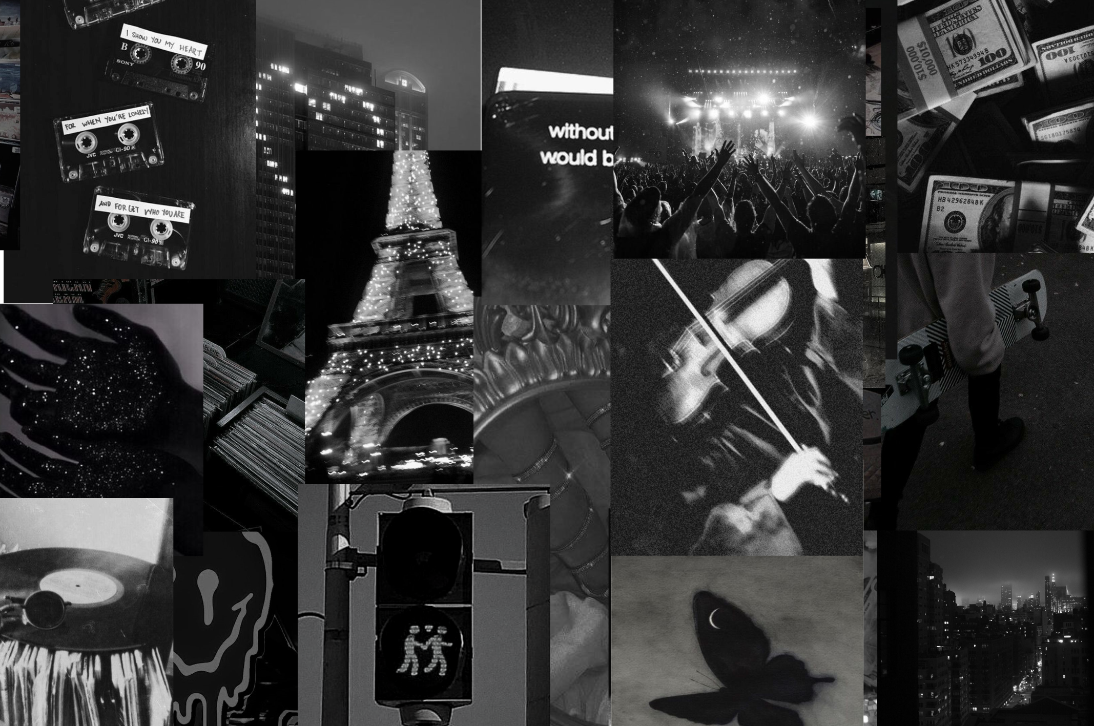 HD aesthetic pc wallpaper dark collage