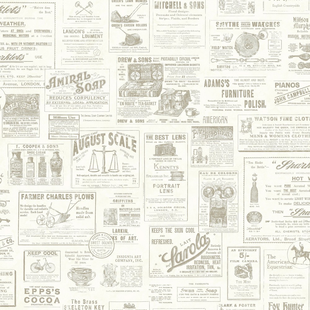 Farmhouse Wallpaper Vintage Newspaper