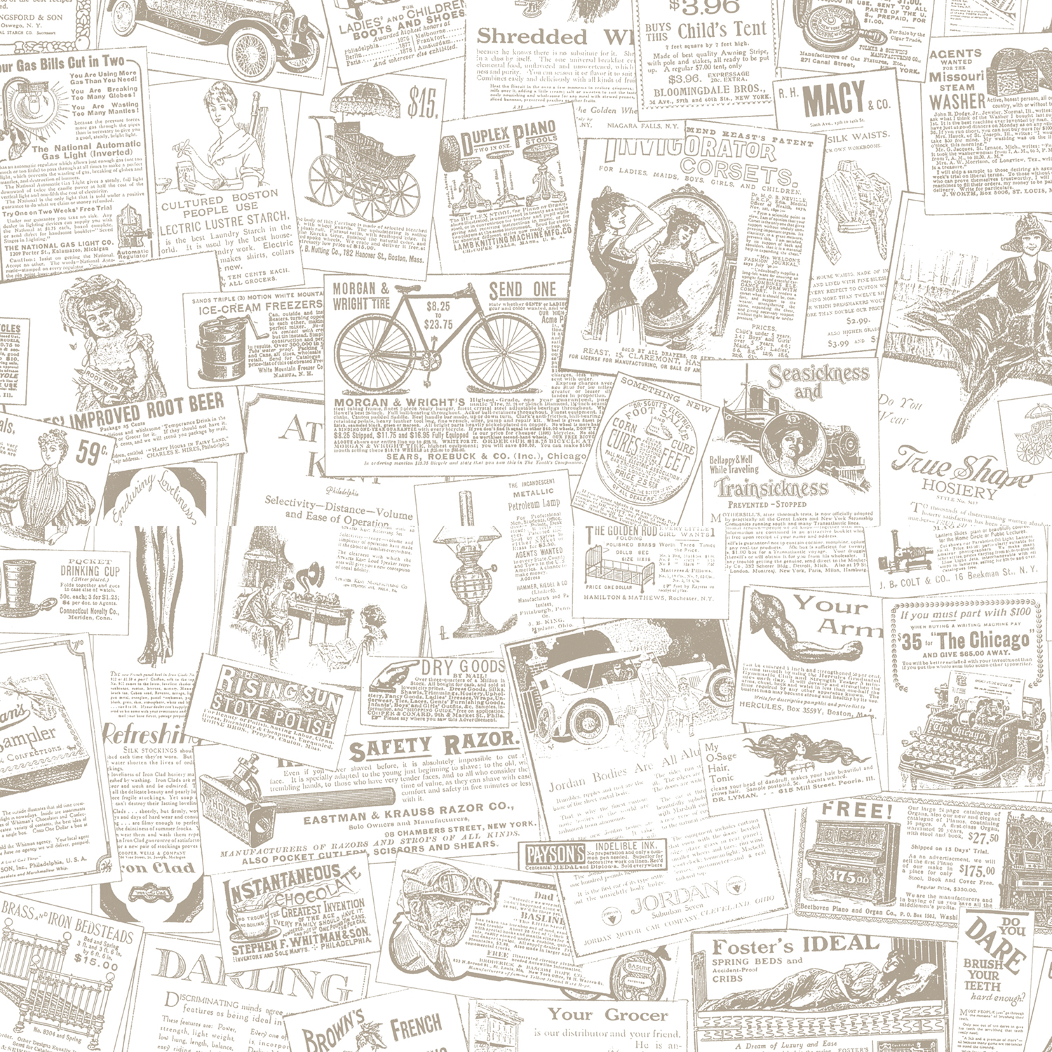 Newspaper Wallpaper Beige Crawford