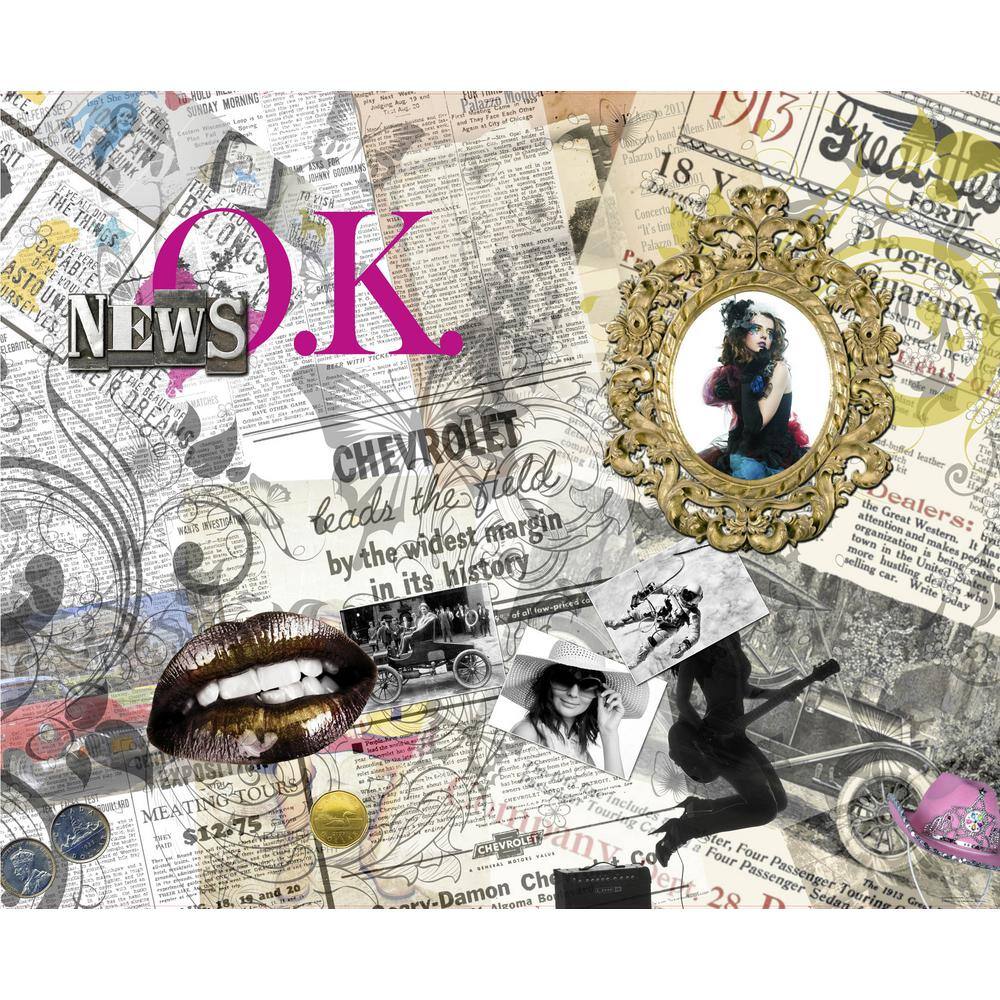 Dundee Deco Retro Newspaper Mix Women Non Woven Wall Mural, N A