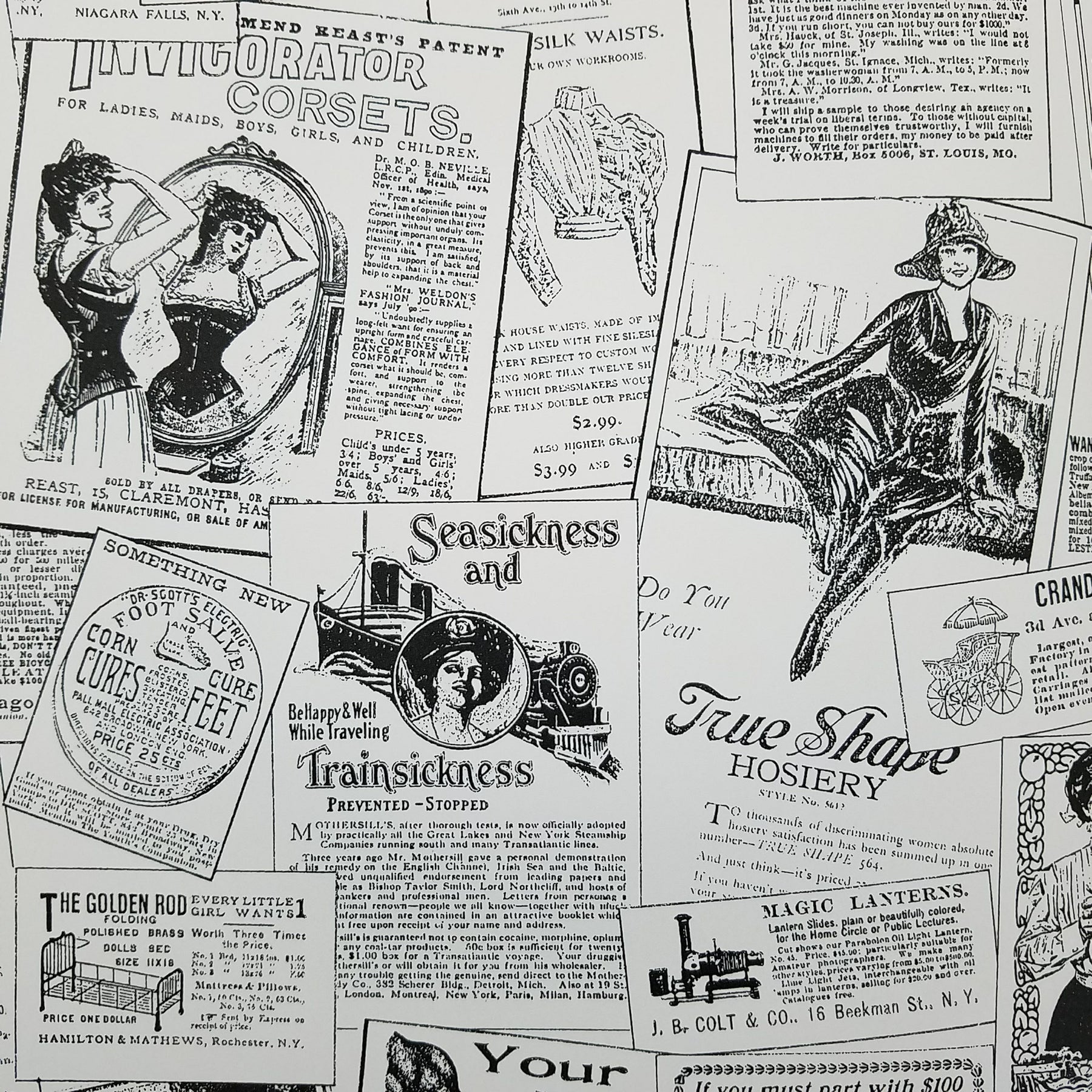 Black White Vintage Ads Wallpaper
