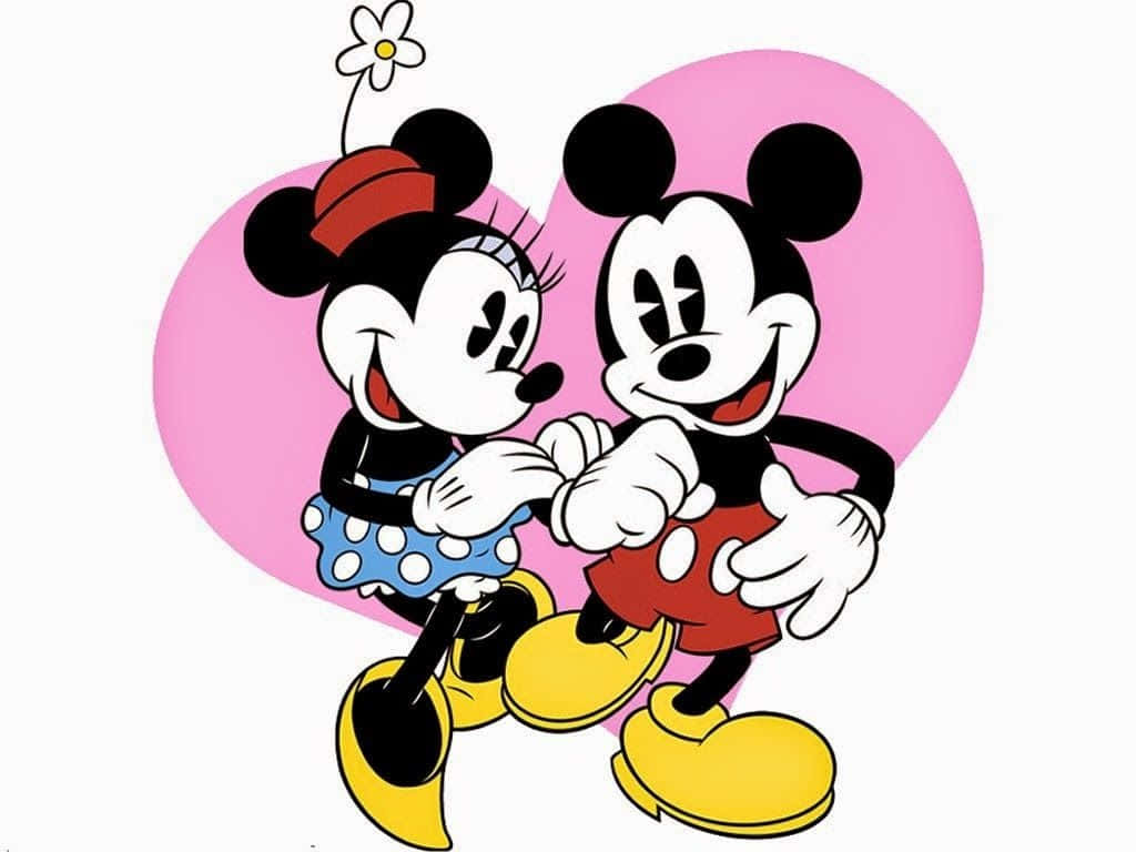 Minnie Mouse In A Heart Shape Wallpaper