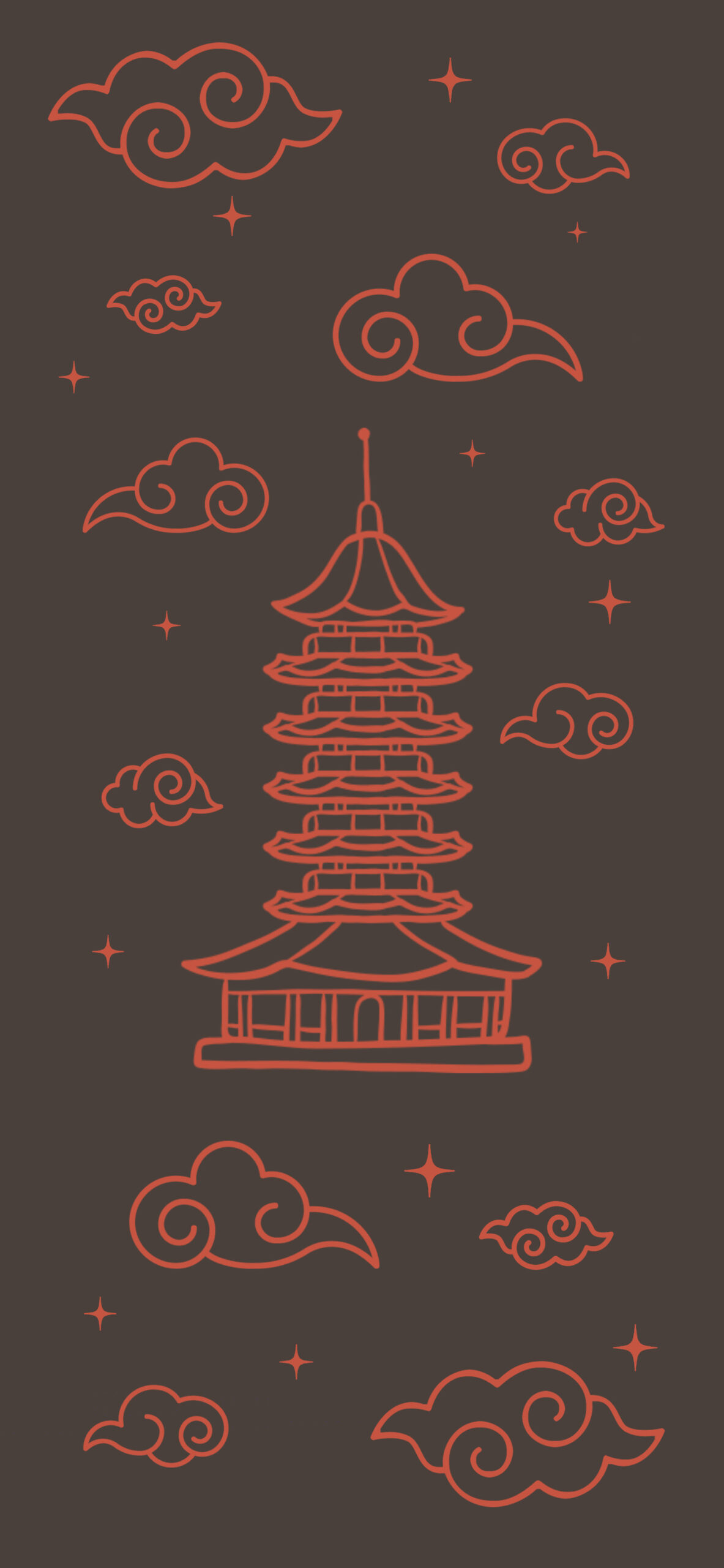 Chinese Pagoda Minimalist Wallpaper