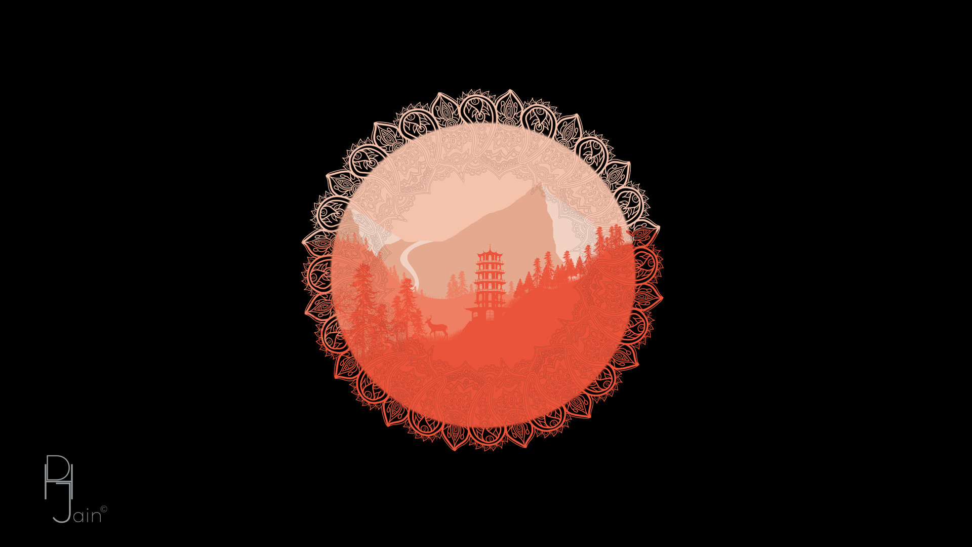 Chinese mandala minimalist wallpaper