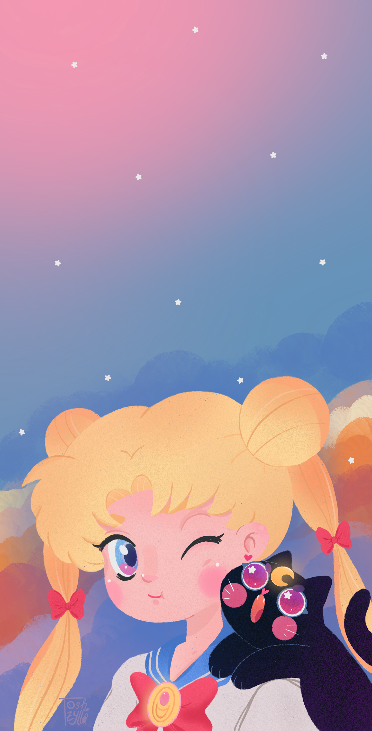 Little Usagi with Luna as a wallpaper