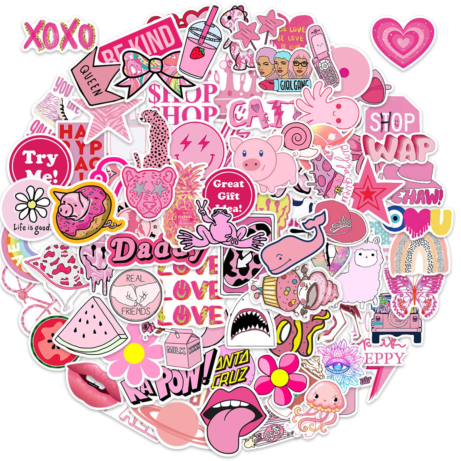 Pink Preppy Style Stickers 100pcs Y2K