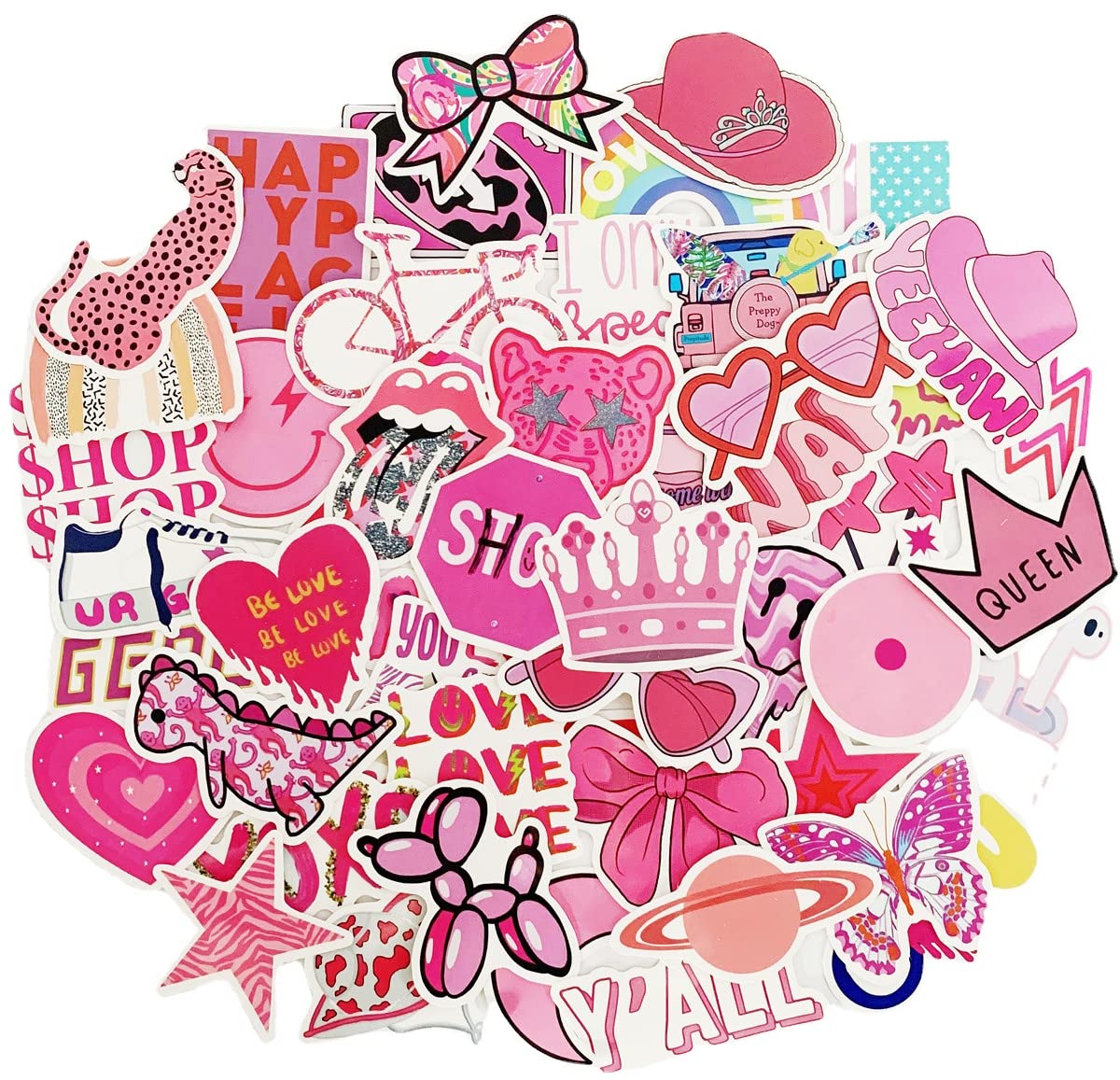 50pcs Pink Preppy Style Stickers