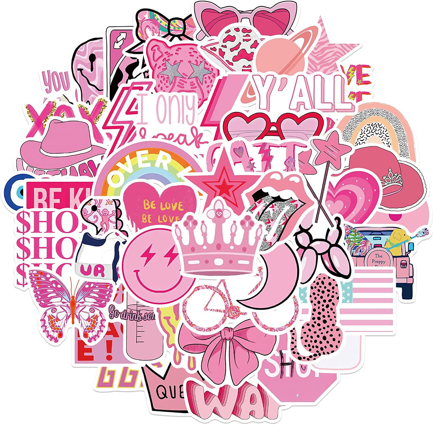 Pink Preppy Style Stickers 50pcs
