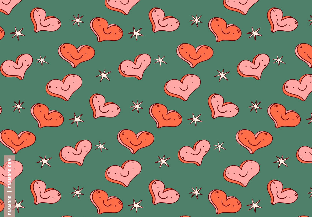 Captivating Valentine's Wallpaper Ideas, Peach Love Heart Green Background. Colour + Mood + Style Inspiration