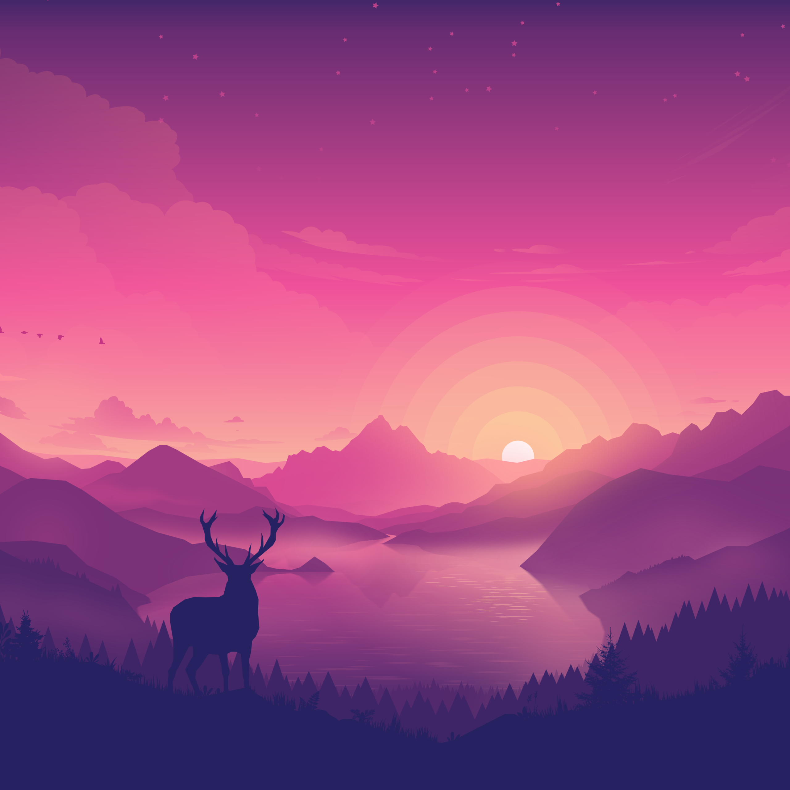 Scenery Wallpaper 4K, Pink, Lakeside