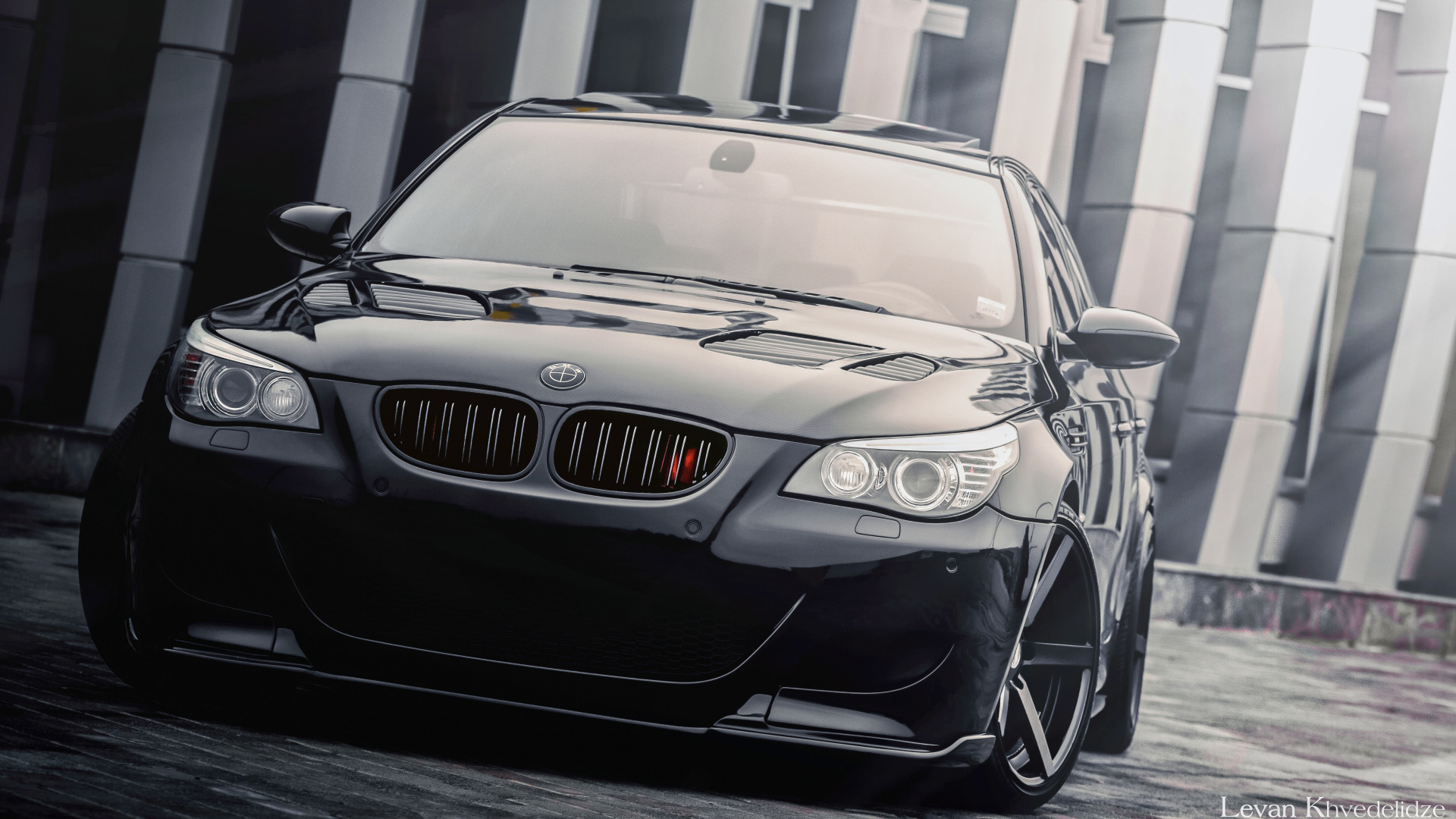 Download wallpaper BMW, Black, E60