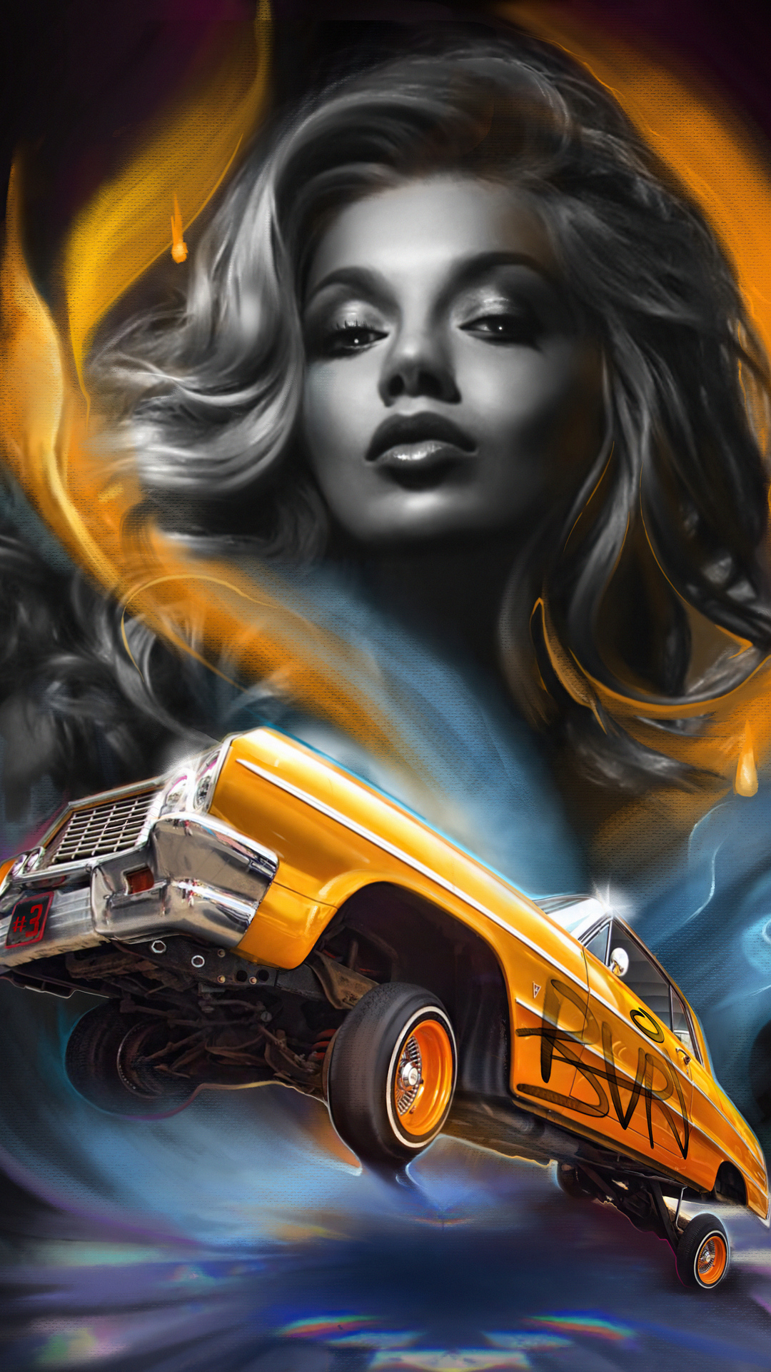 Lowrider Girl Chevy Art