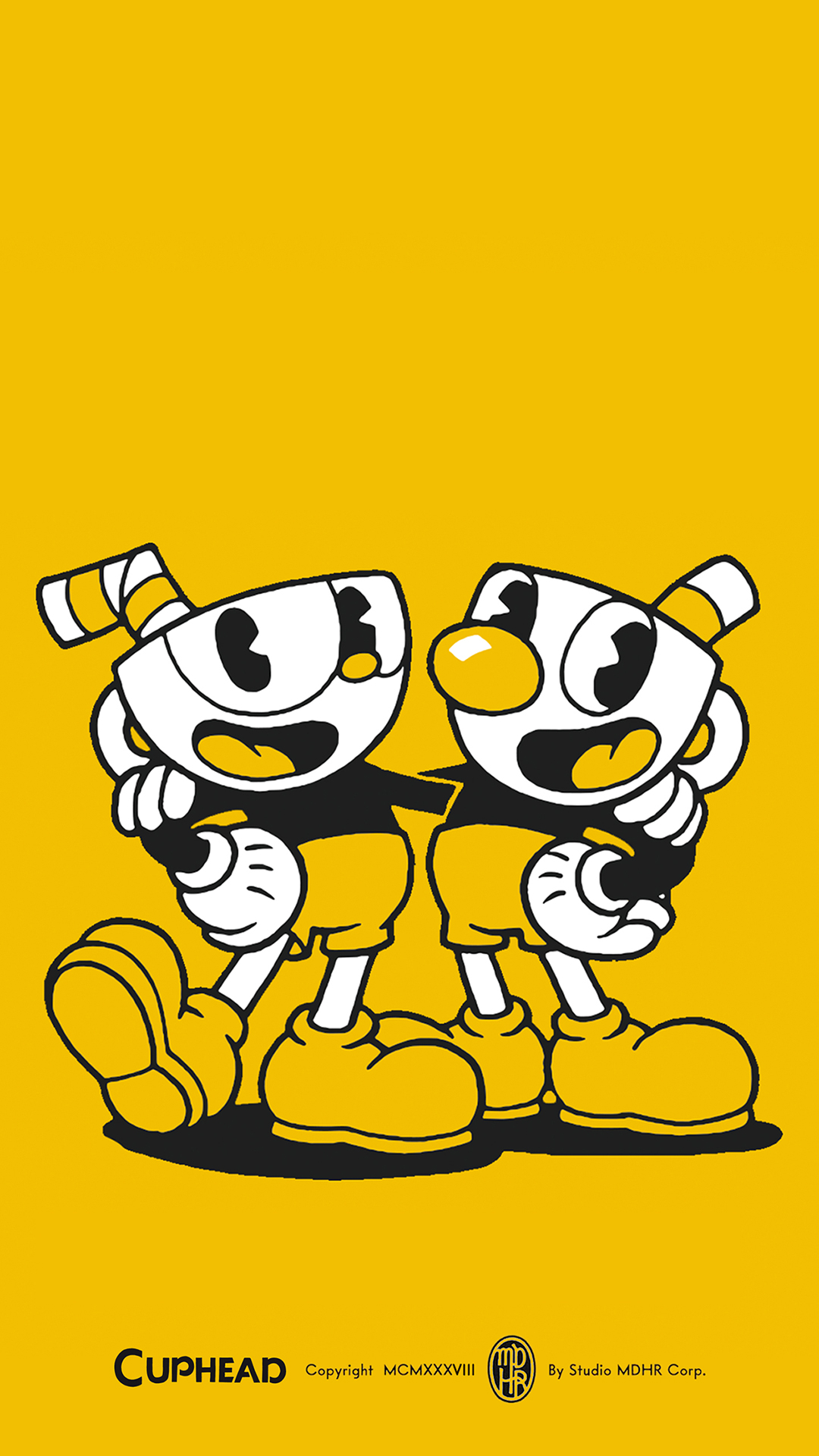Cuphead and Mugman Monochrome Wallpaper