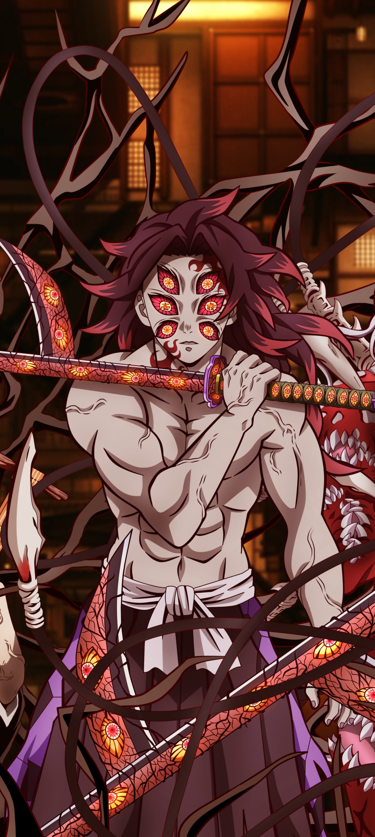 Anime Demon Slayer: Kimetsu no Yaiba, Kokushibo (Demon Slayer), 1440x3216 Phone HD Wallpaper