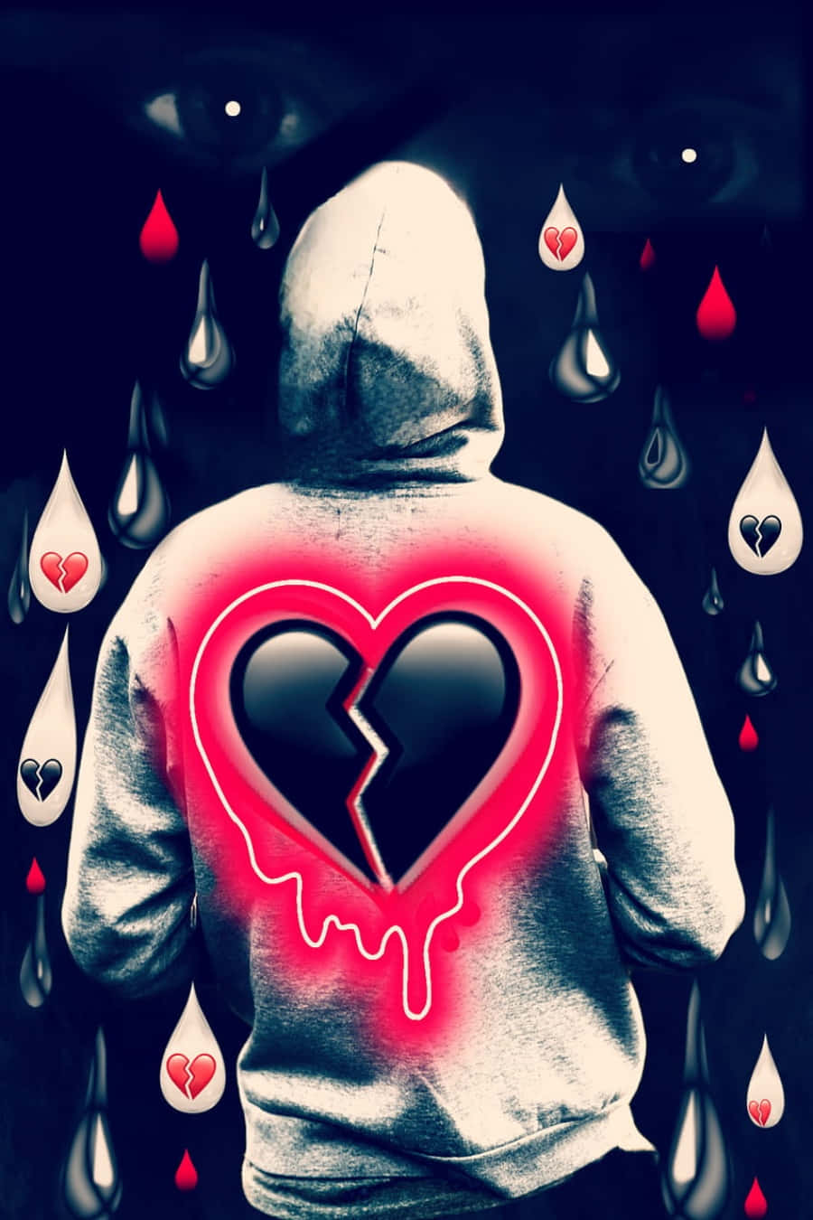 Hoodie With A Broken Heart And Blood