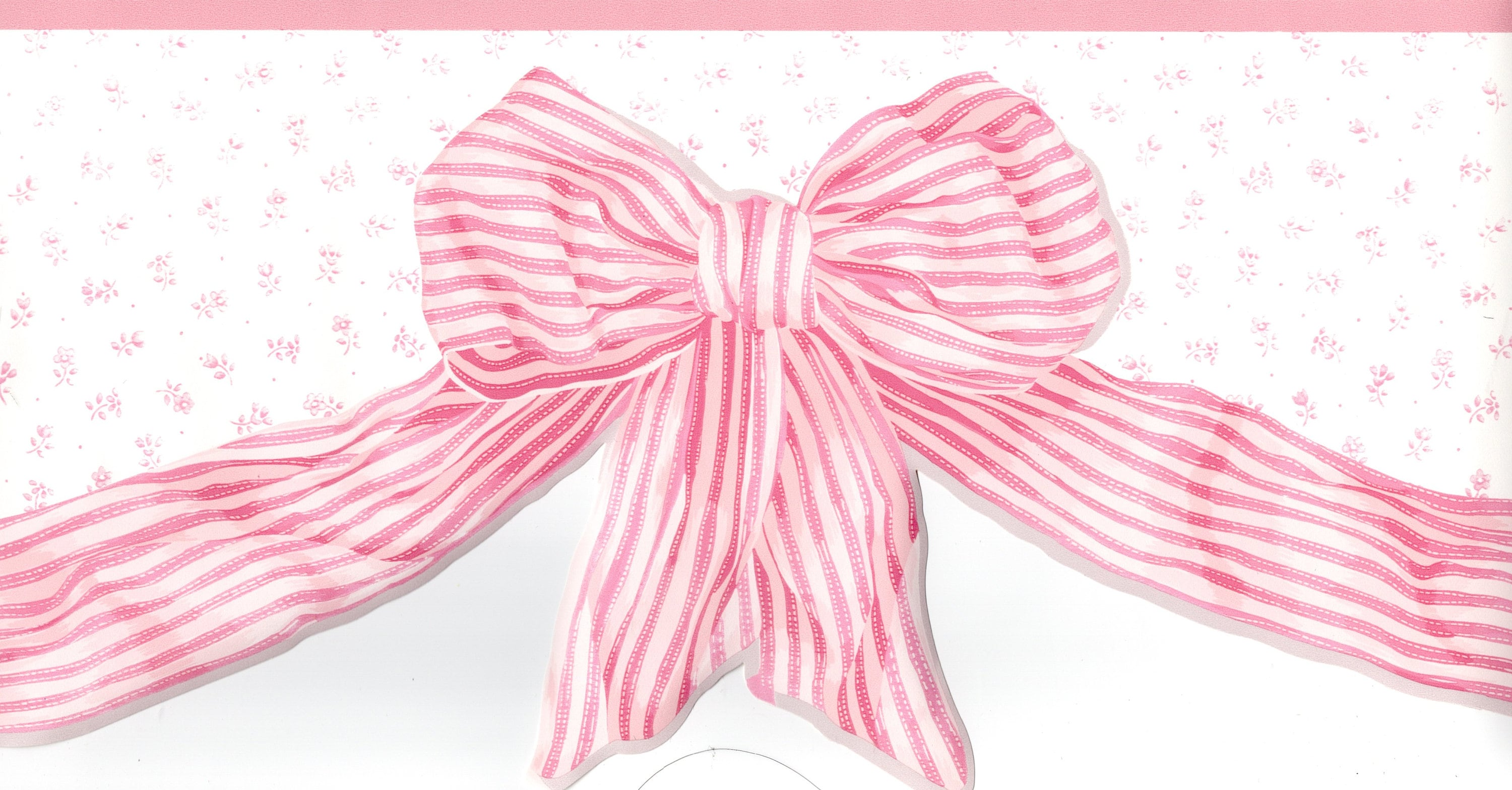 Pink Bow Ribbon Nursery Wallpaper