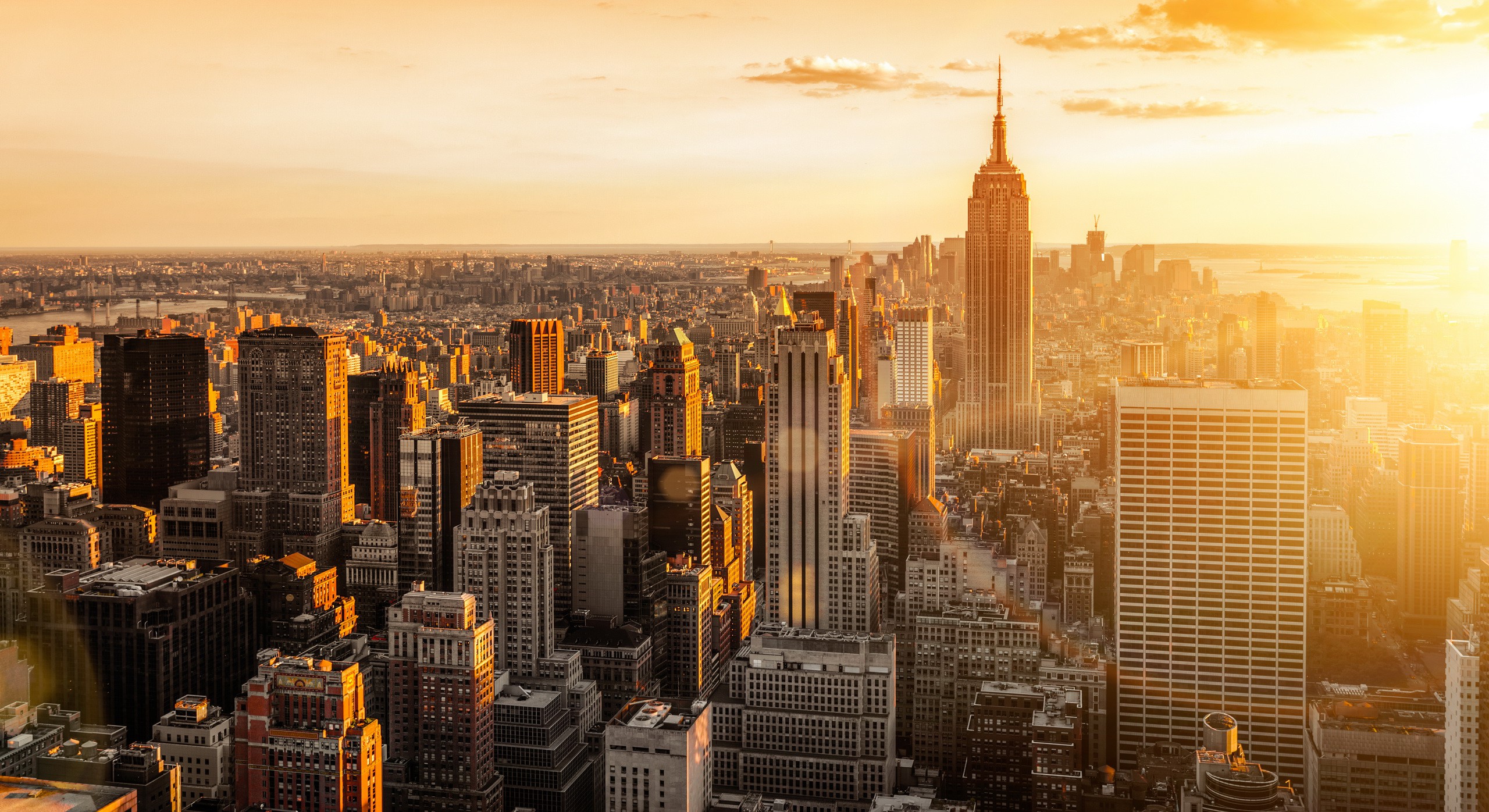 Cropped New York City Skyline Sunset