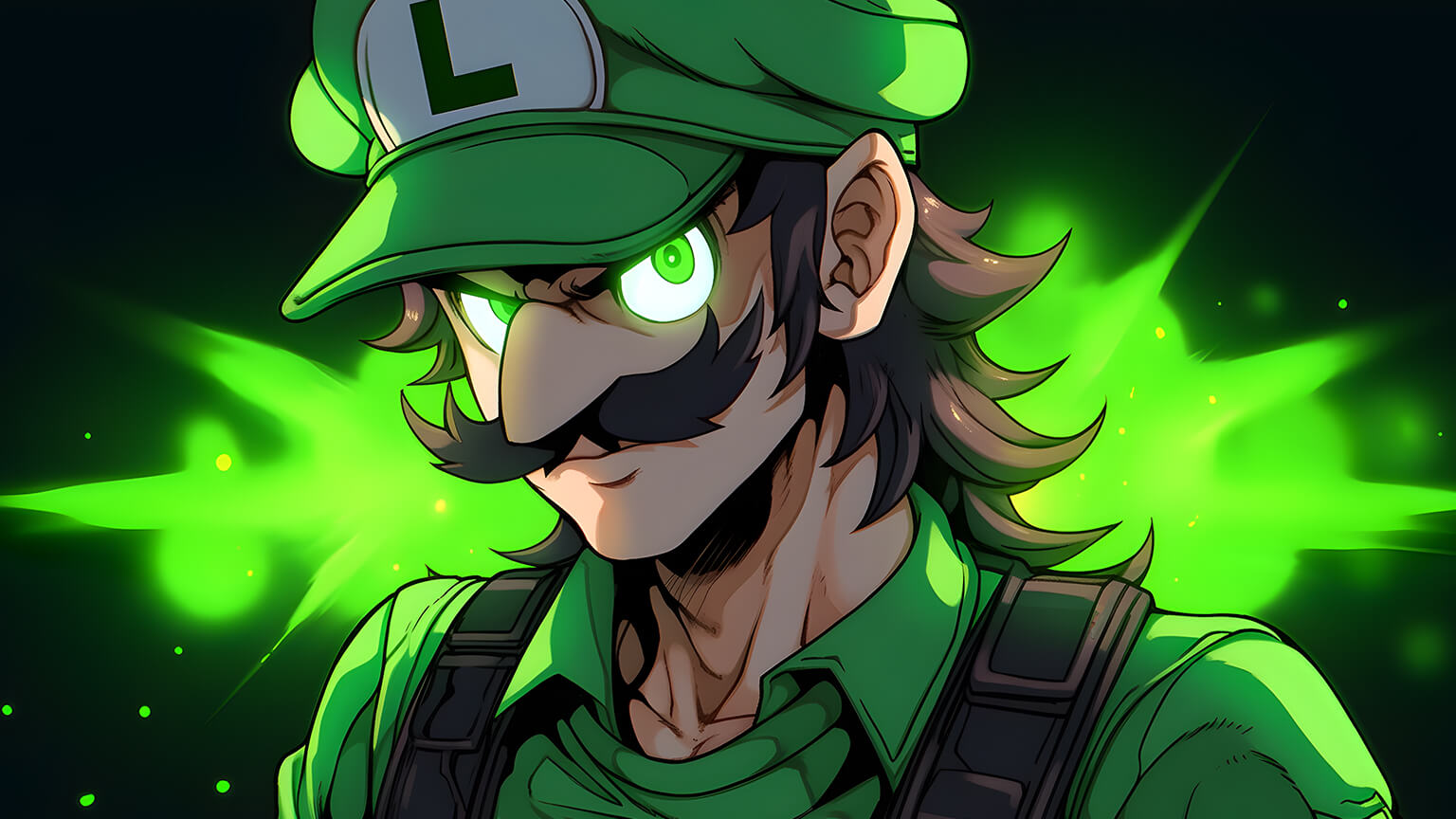 Serious Luigi Green Desktop Wallpaper