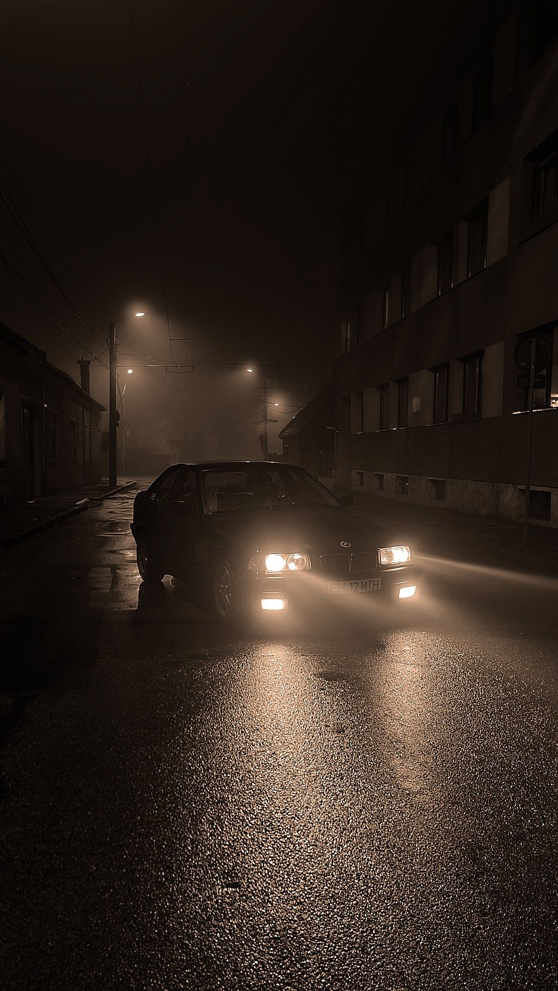 BMW E36 on Foggy Street. iPhone