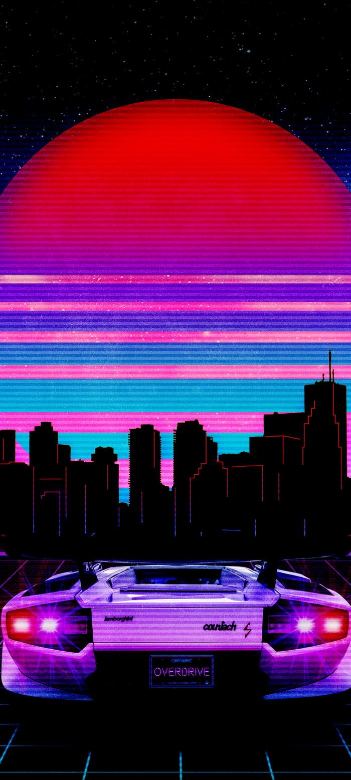 RetroWave Lamborghini 1440x3200