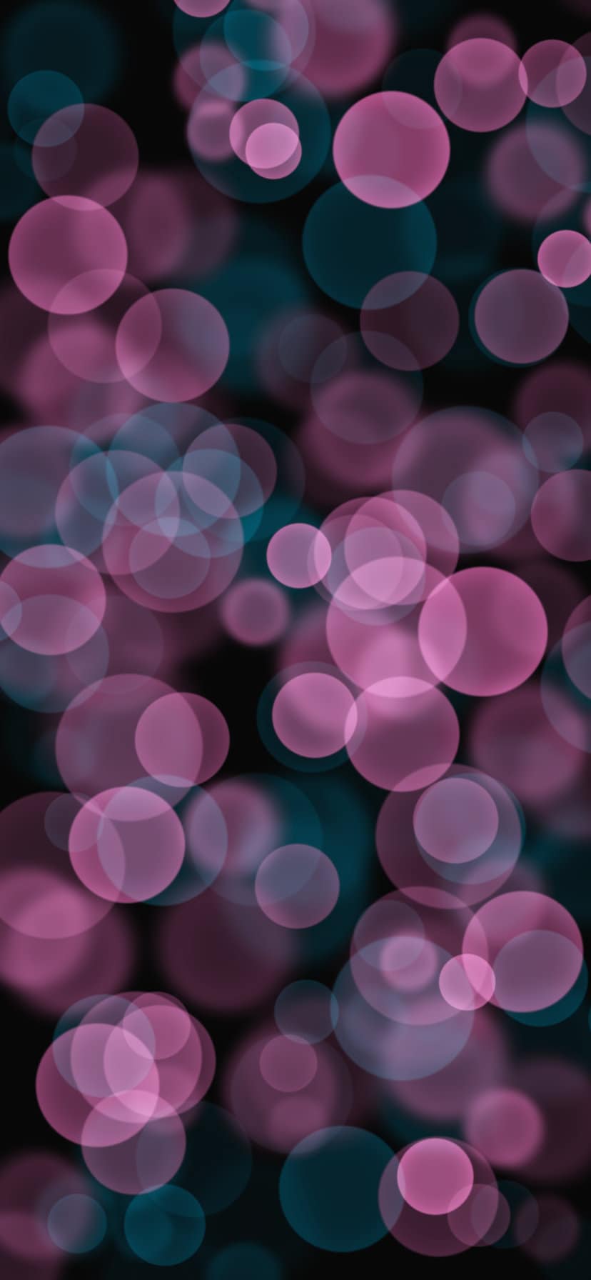 Pink & Teal Bubbles on Black Background